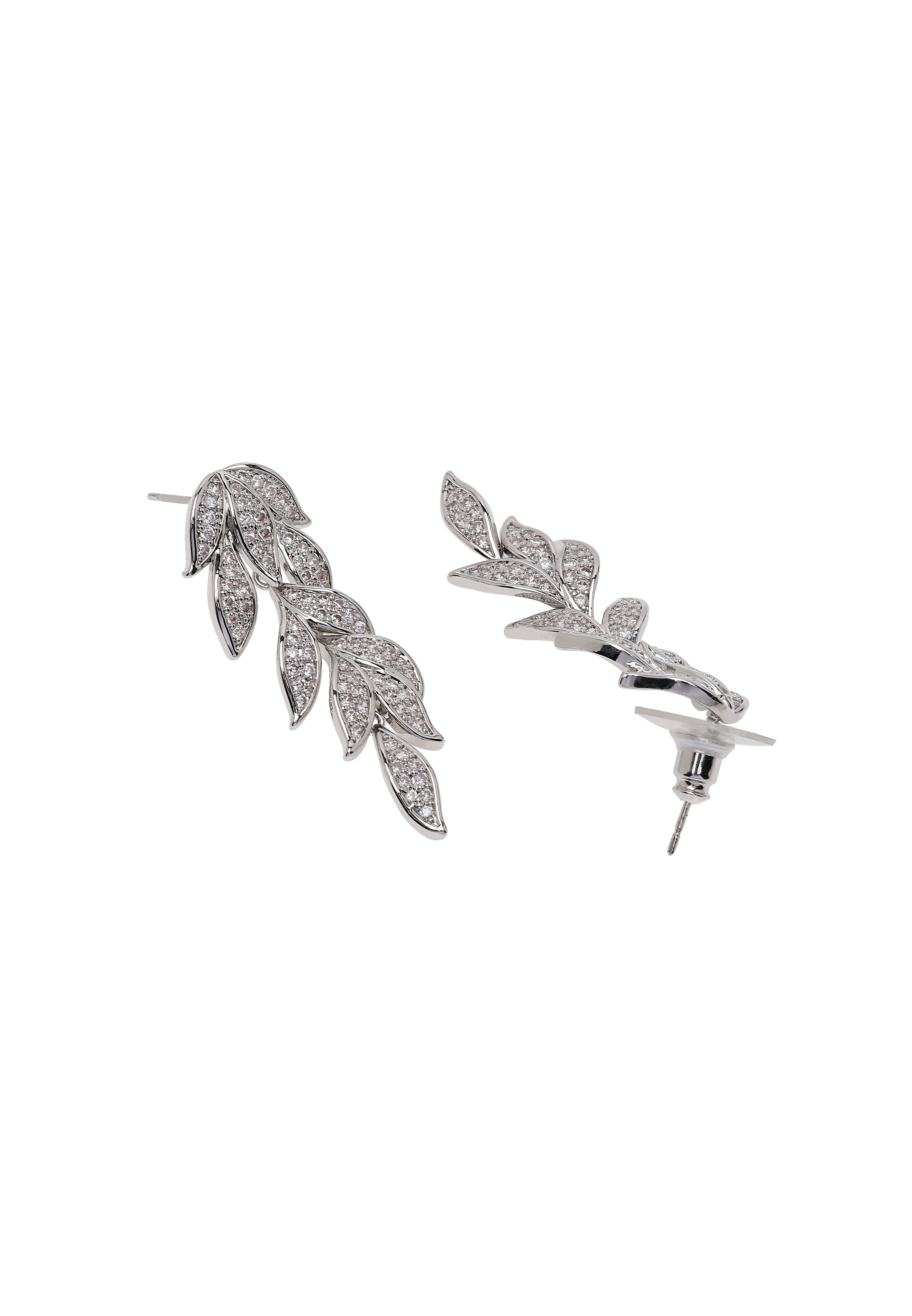 Silver Silver Leafy Cascading Dangle Earrings, Image 3 of 5