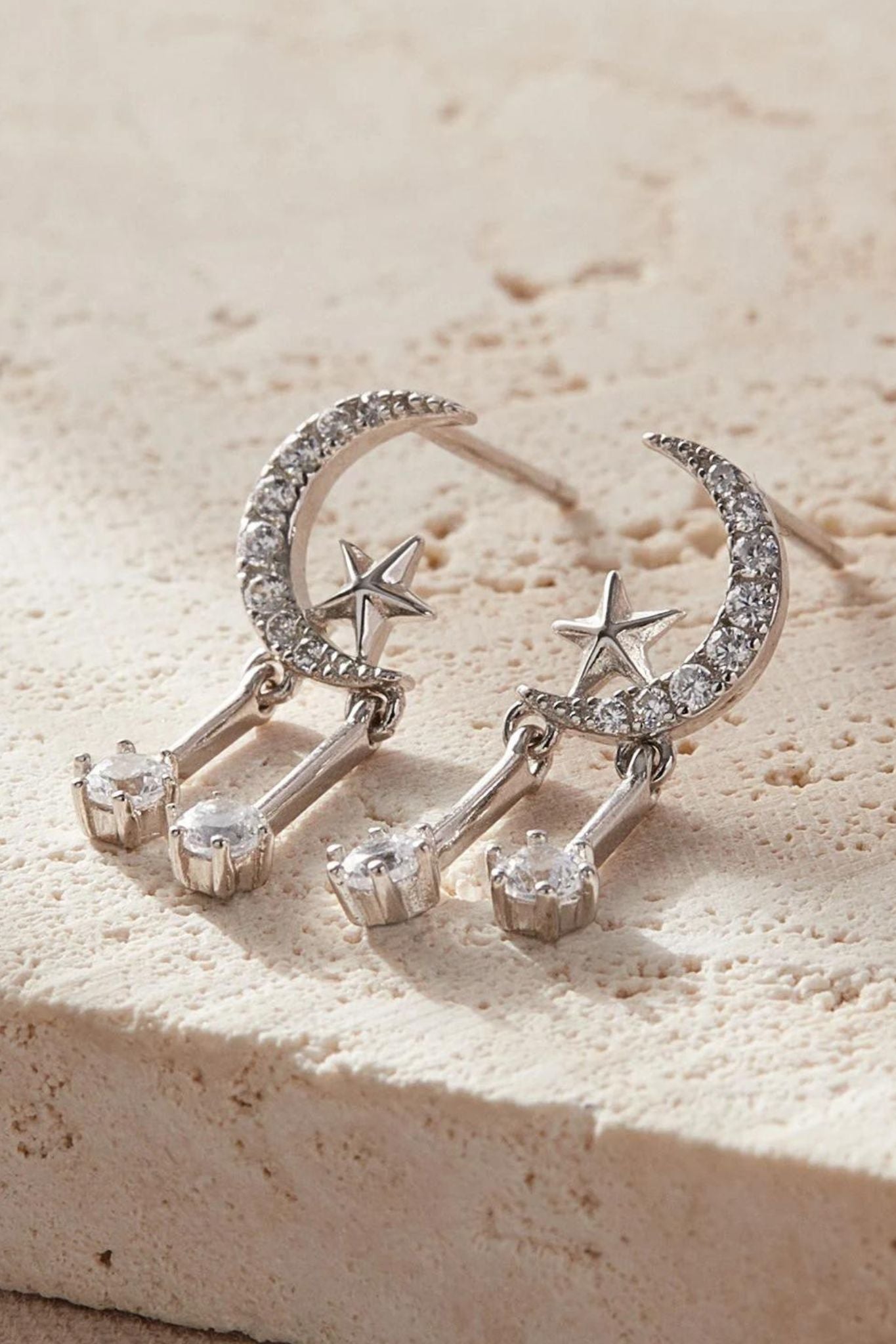 Silver Mia Gioielli Silver Sterling Silver Star Moon Drop Earrings, Image 3 of 3