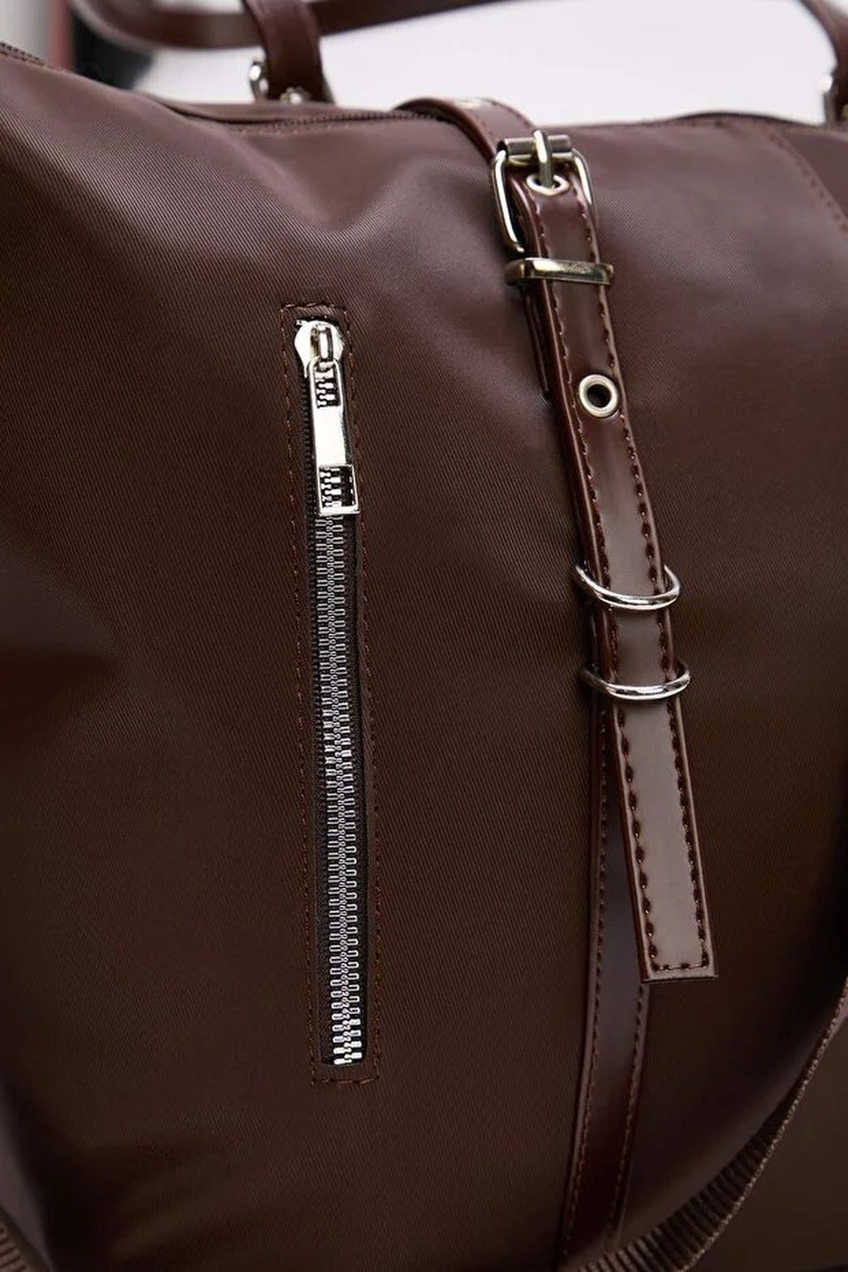 Brown Women's Double Strap Zip Detail Tote Shoulder Bag, Image 2 of 3