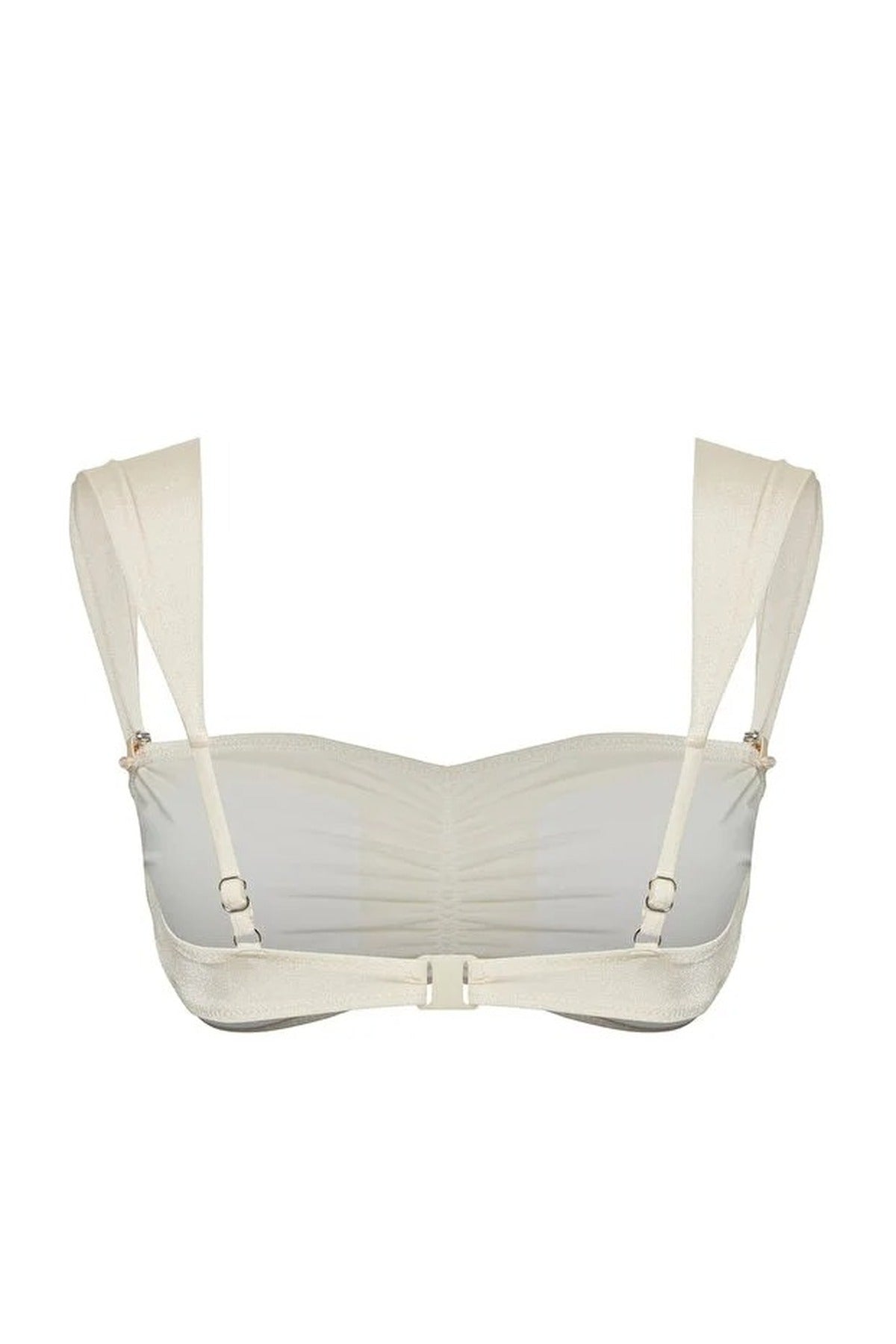 White Hardware Detail Bralette Bikini Top with Wide Straps, Image 2 of 5