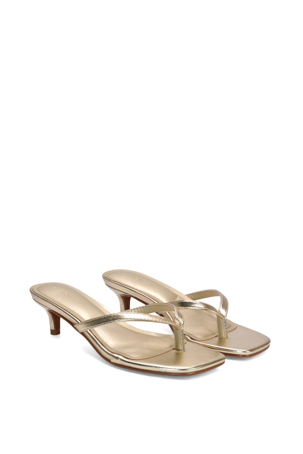 Gold XY LONDON Gold 'Violet' Slip On Flip Flop Kitten Heel Mule Heeled Sandals, Image 3 of 6