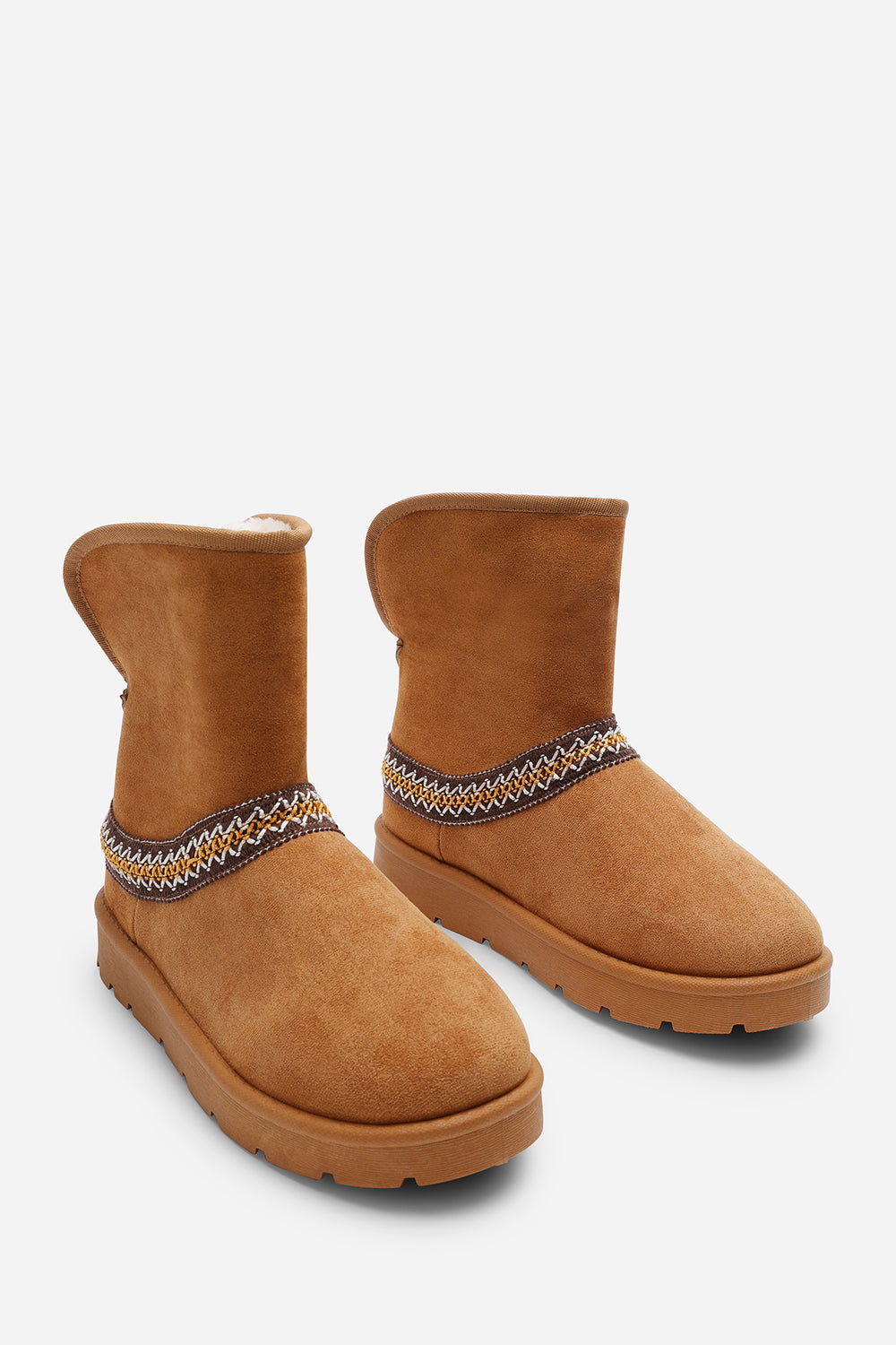 Tan 'Flora' Flat Slippers Embroidered Trim Detail, Image 7 of 8