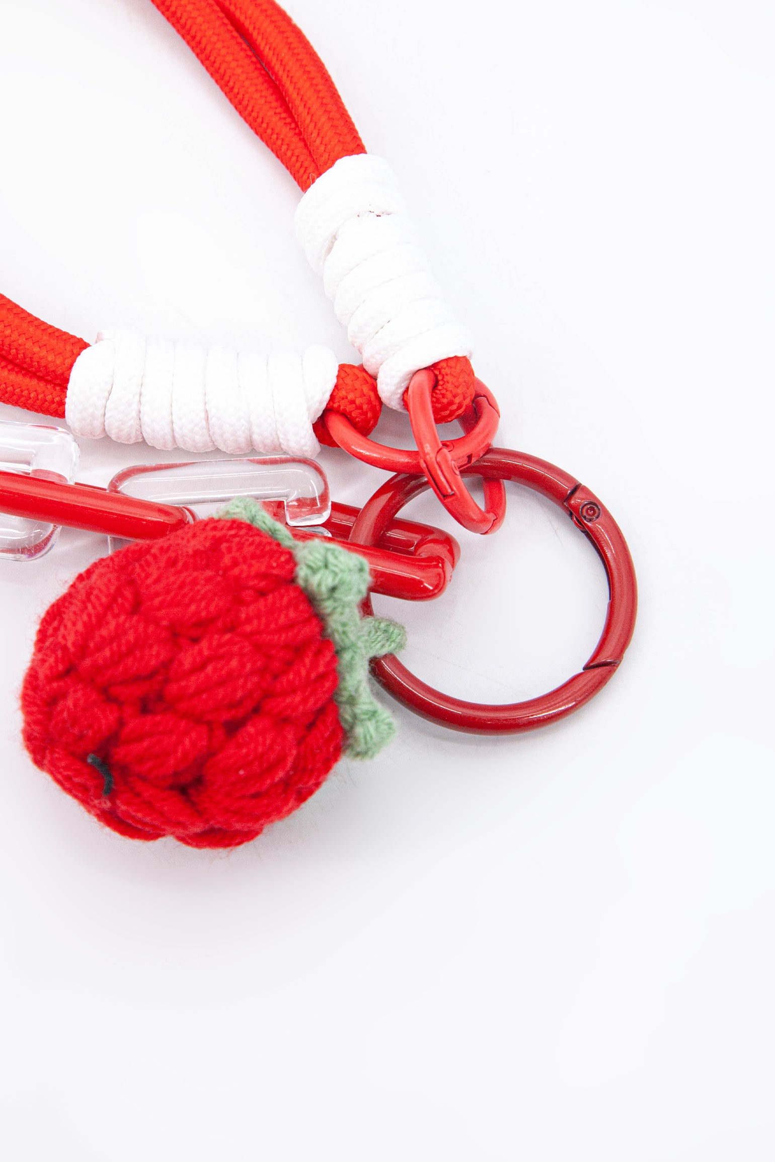 Red Strawberry Clip On Bag Knitted Charm, Image 2 of 3