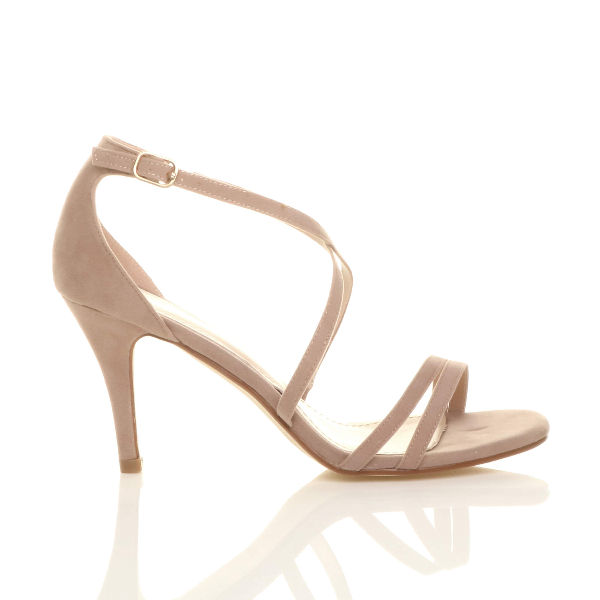 Natural AJVANI Natural High Heel Crossed Straps Buckle Strappy Sandals, Image 2 of 6