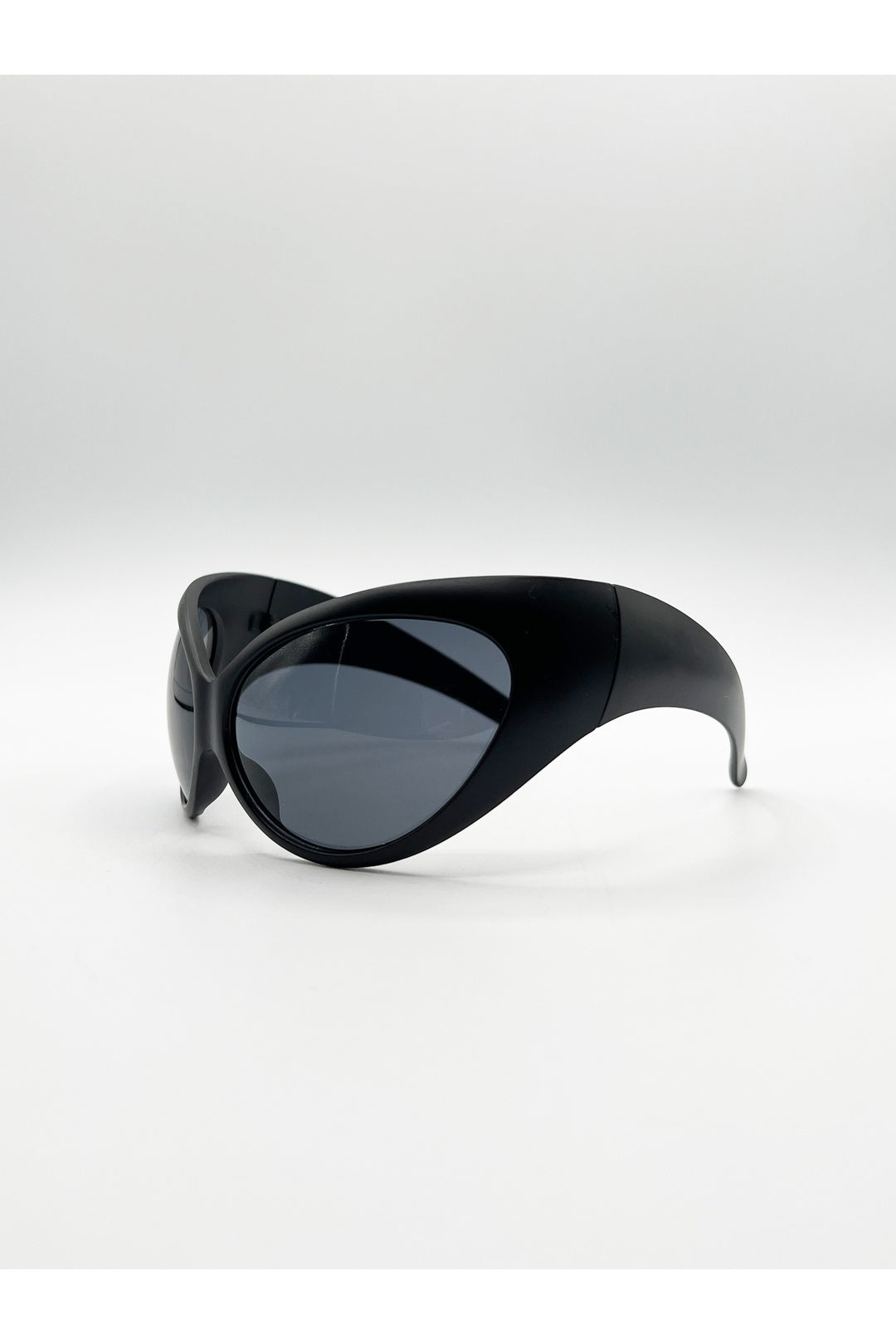 Black Ultra Curved Wrap Around Sunglasses in Black, Image 3 of 6