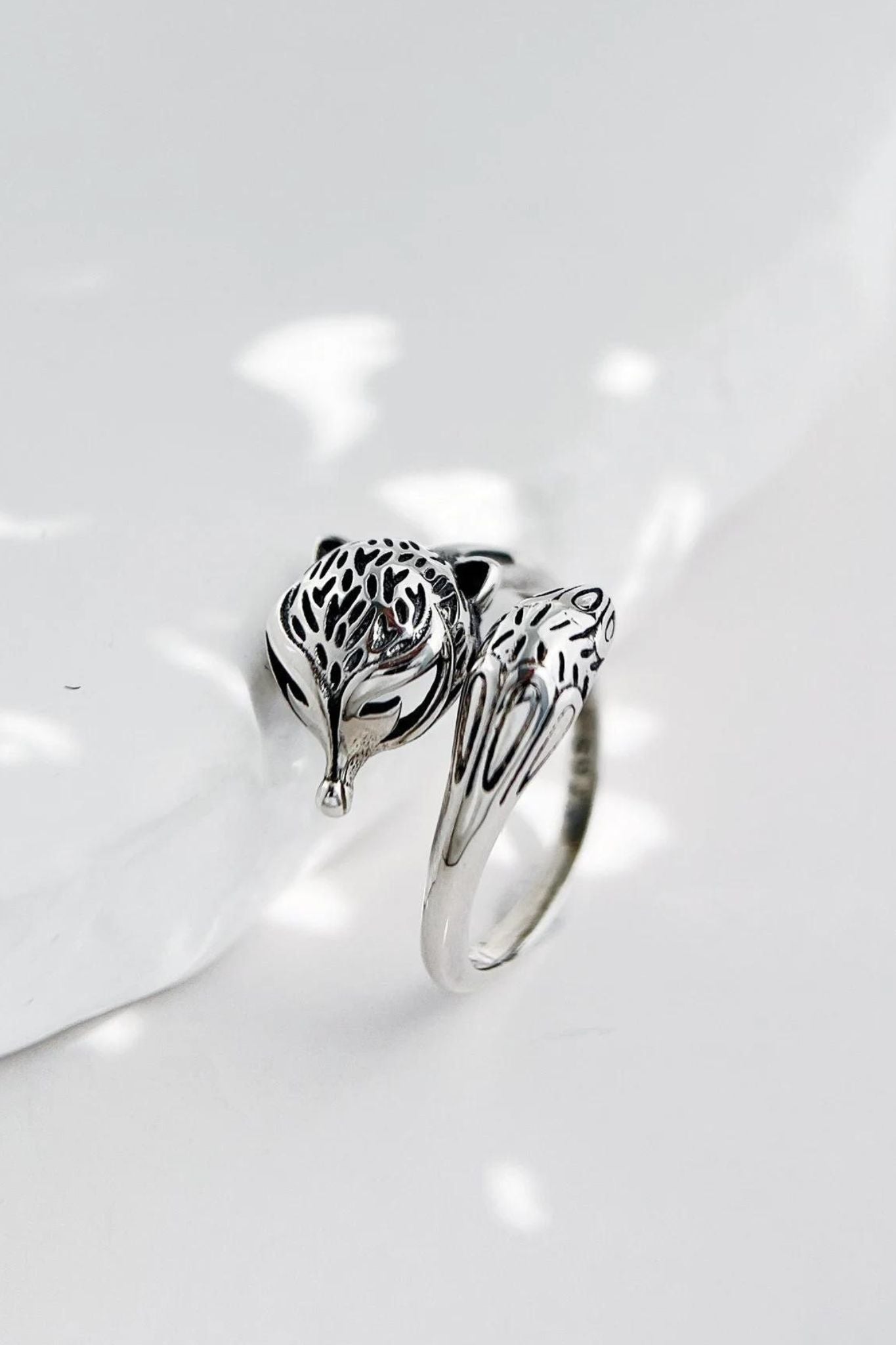 Silver Sterling Silver Fox Adjustable Ring, Image 3 of 4