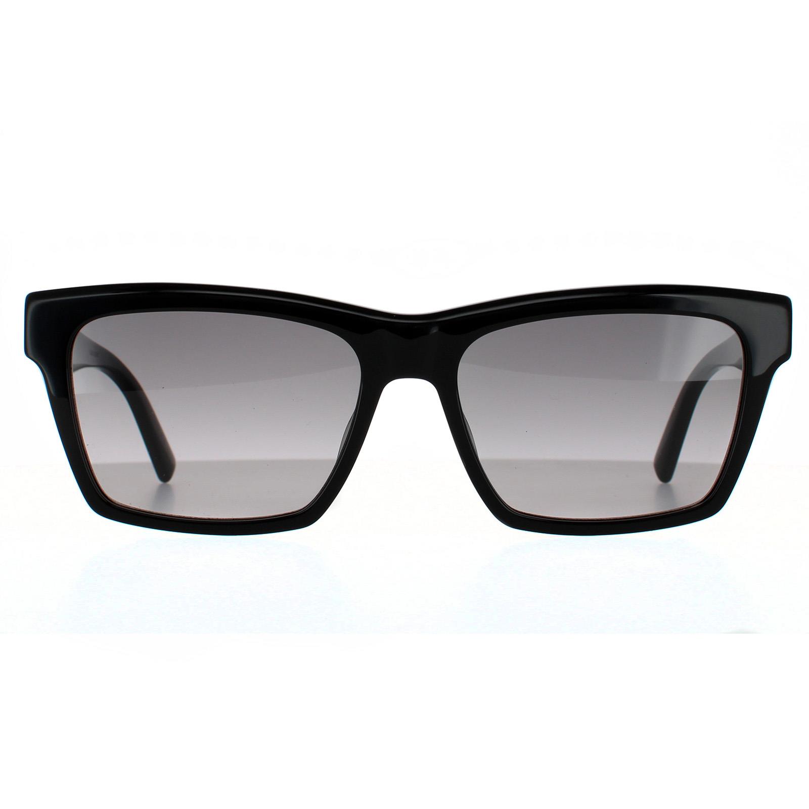 Black Saint Laurent Black Rectangle Unisex Shiny Black Grey Gradient Sunglasses, Image 1 of 4