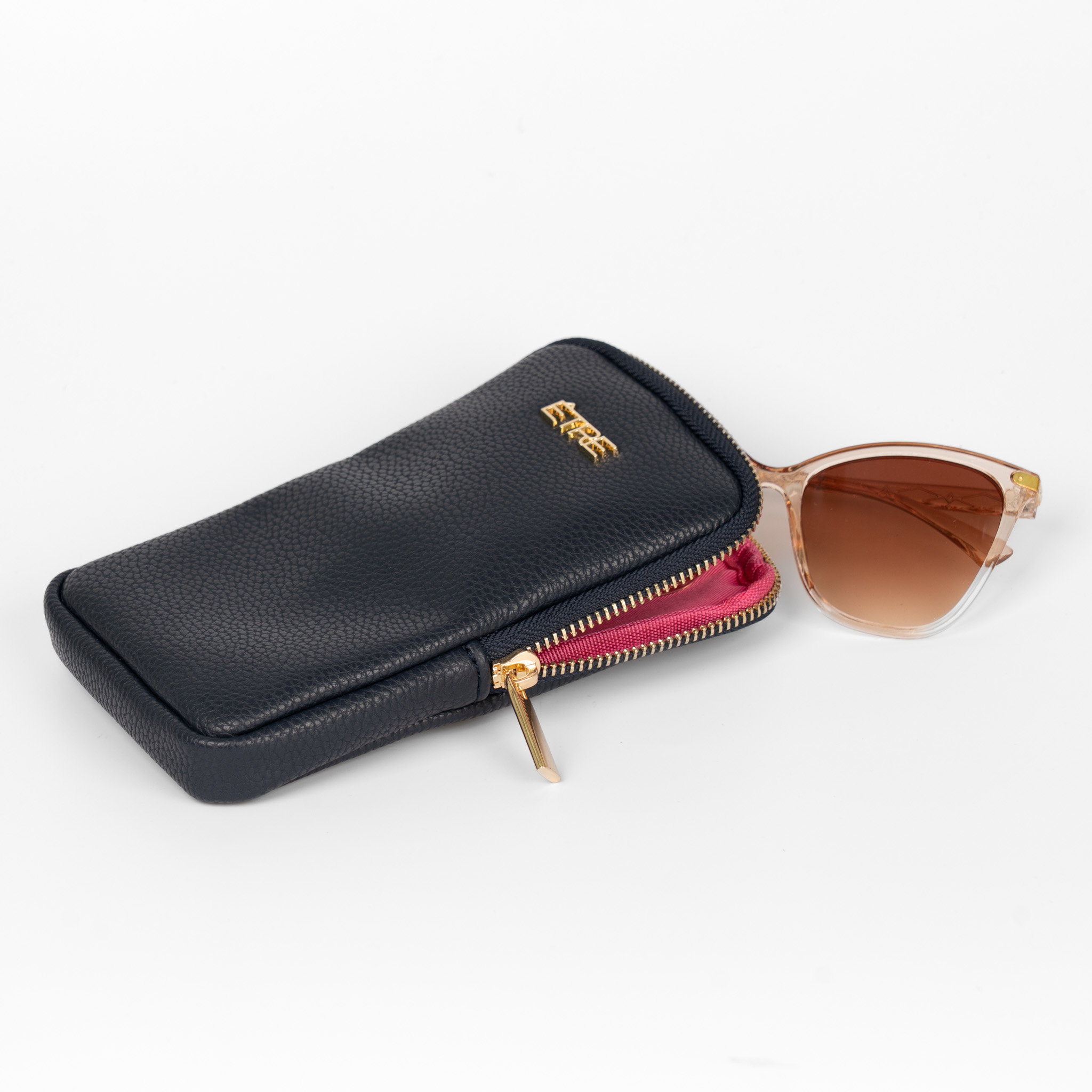 Navy Blue Etre Navy Blue Faux Leather Glasses Case, Image 2 of 3