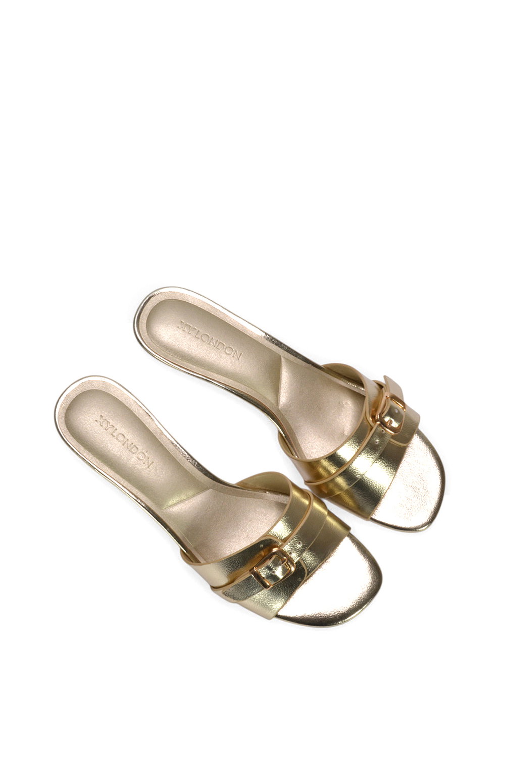 Gold 'Romee' Slip On Low Kitten Heel Mule Sandals, Image 6 of 6