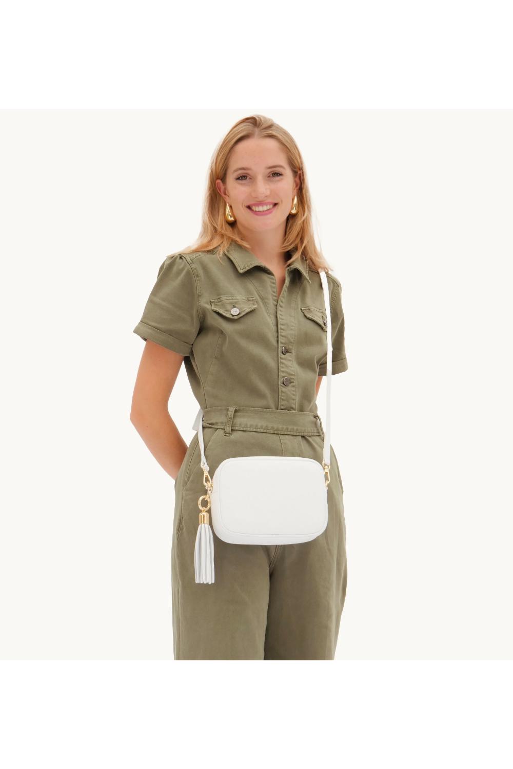 White The Tassel White Leather Crossbody Bag, Image 2 of 5