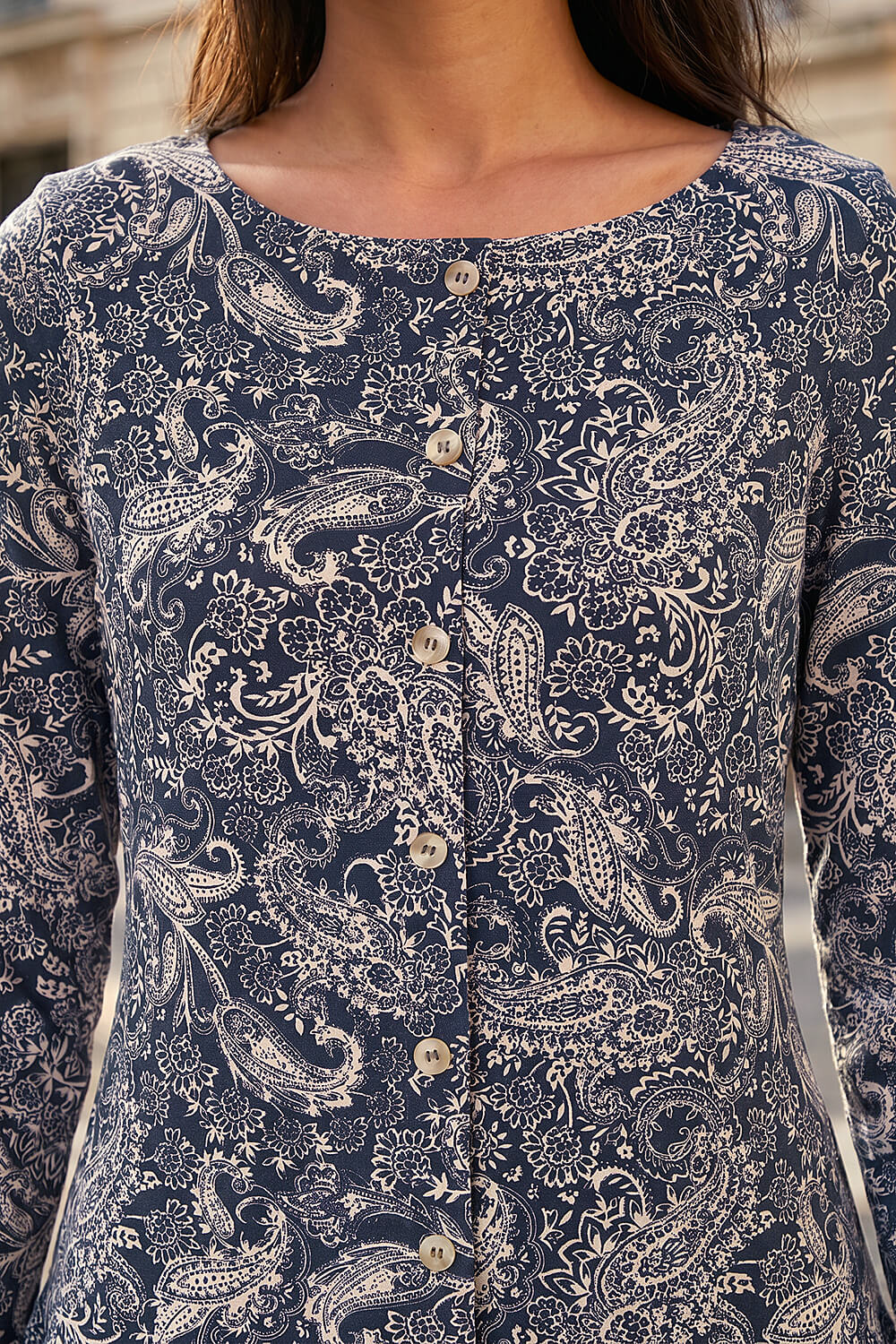 Petite Paisley Button Down Dress, Image 5 of 4