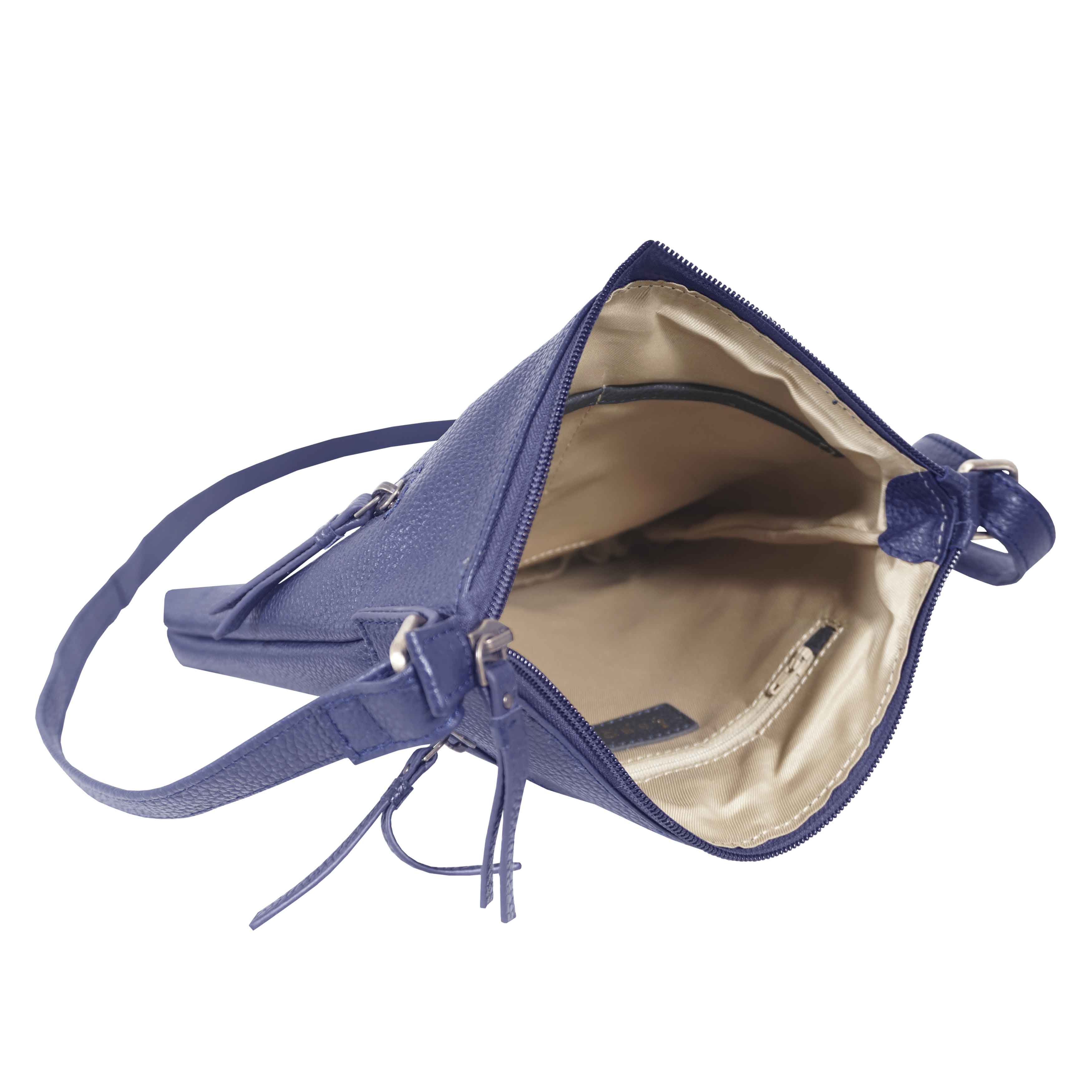 Navy 'EDITH' Pebble Grain Leather Crossbody Bag, Image 4 of 5