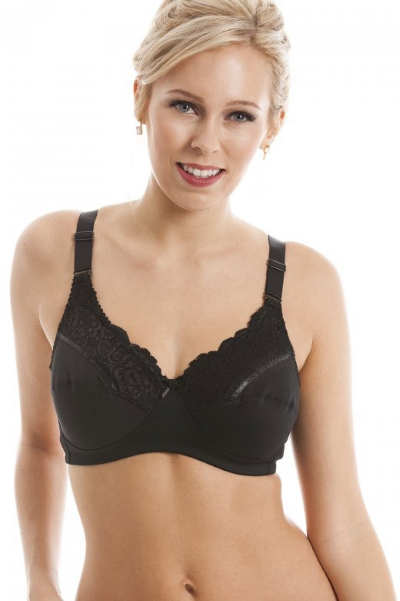 Black Non Wired Full Cup Support Mastectomy Bra, Image 1 of 5
