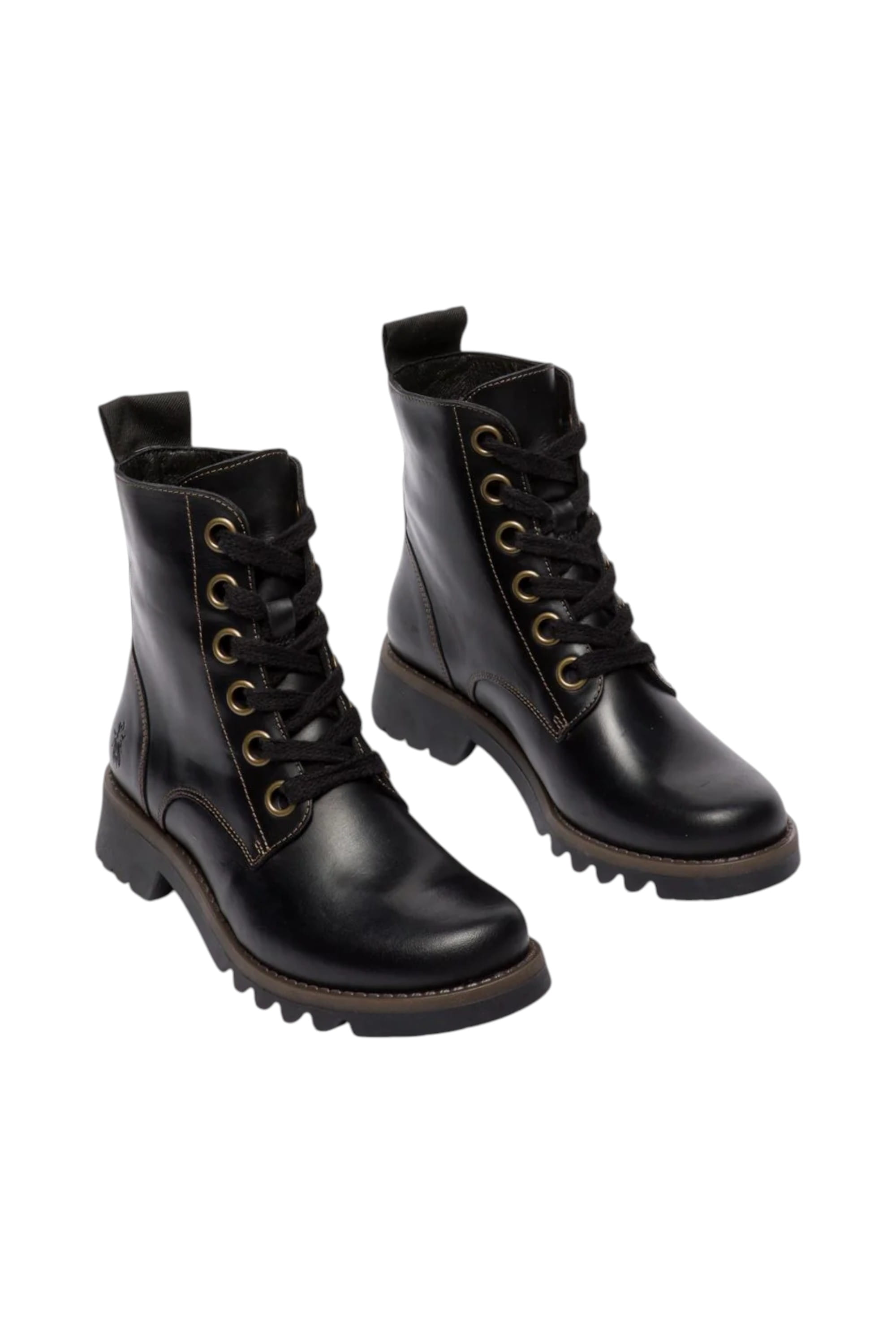 Black Womens Soft Lace-Up Ankle Boots -RAGI539, Image 2 of 5