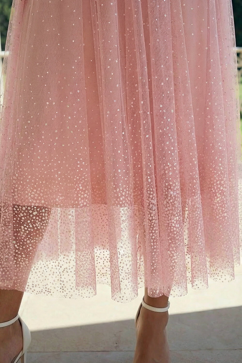 Light Pink Polka Dot Print Elasticated Mesh Skirt, Image 5 of 4