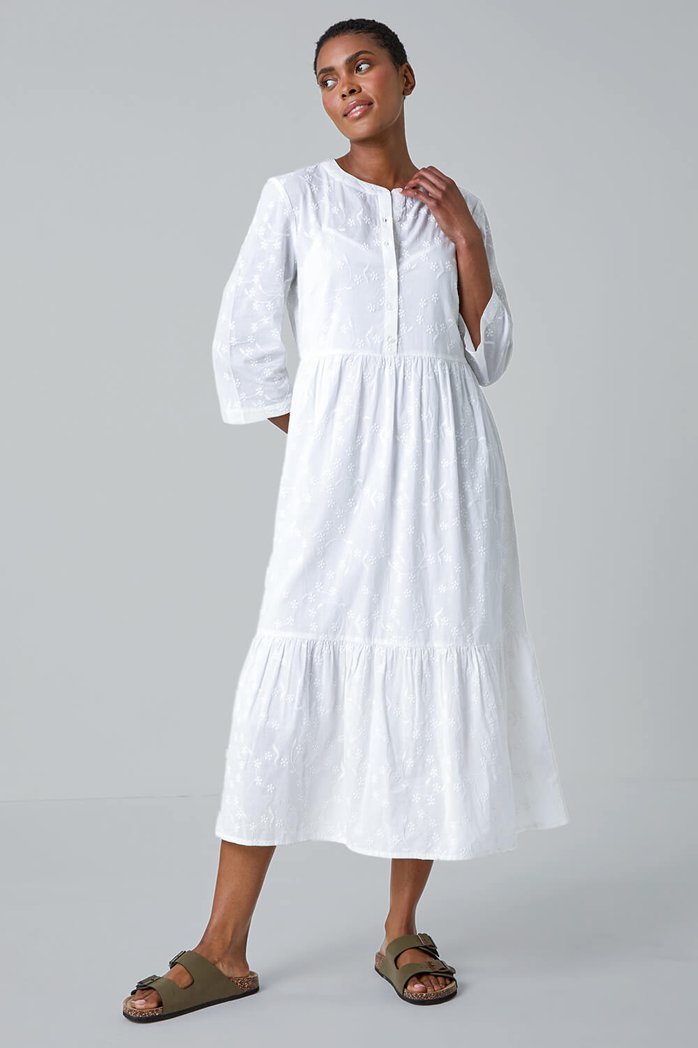White Embroidered Midi Dress ZARA NWT WOMAN OPENWORK EMBROIDERED