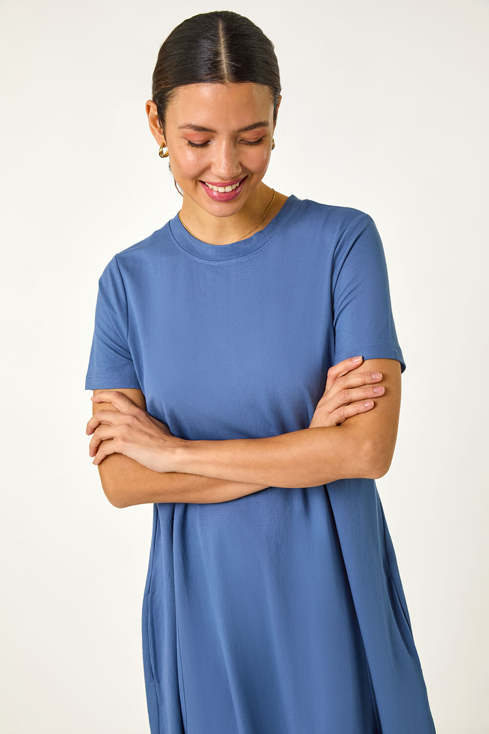Blue Relaxed T-Shirt Jersey Dress, Image 5 of 5