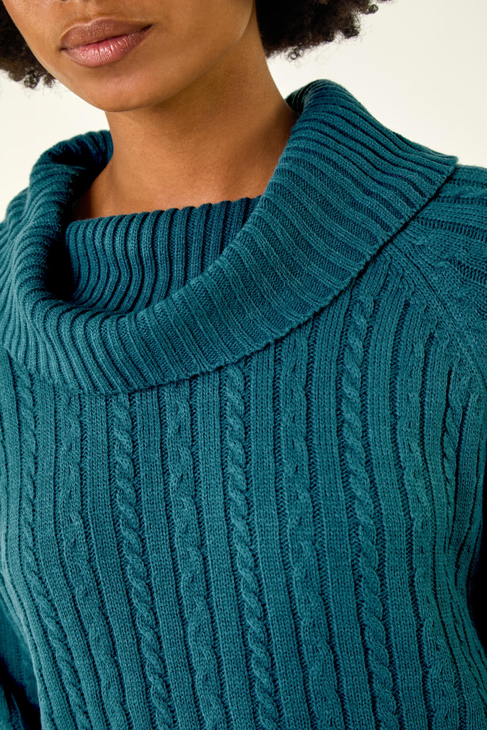 Teal Roll Neck Knitted Jumper Dress, Image 6 of 5