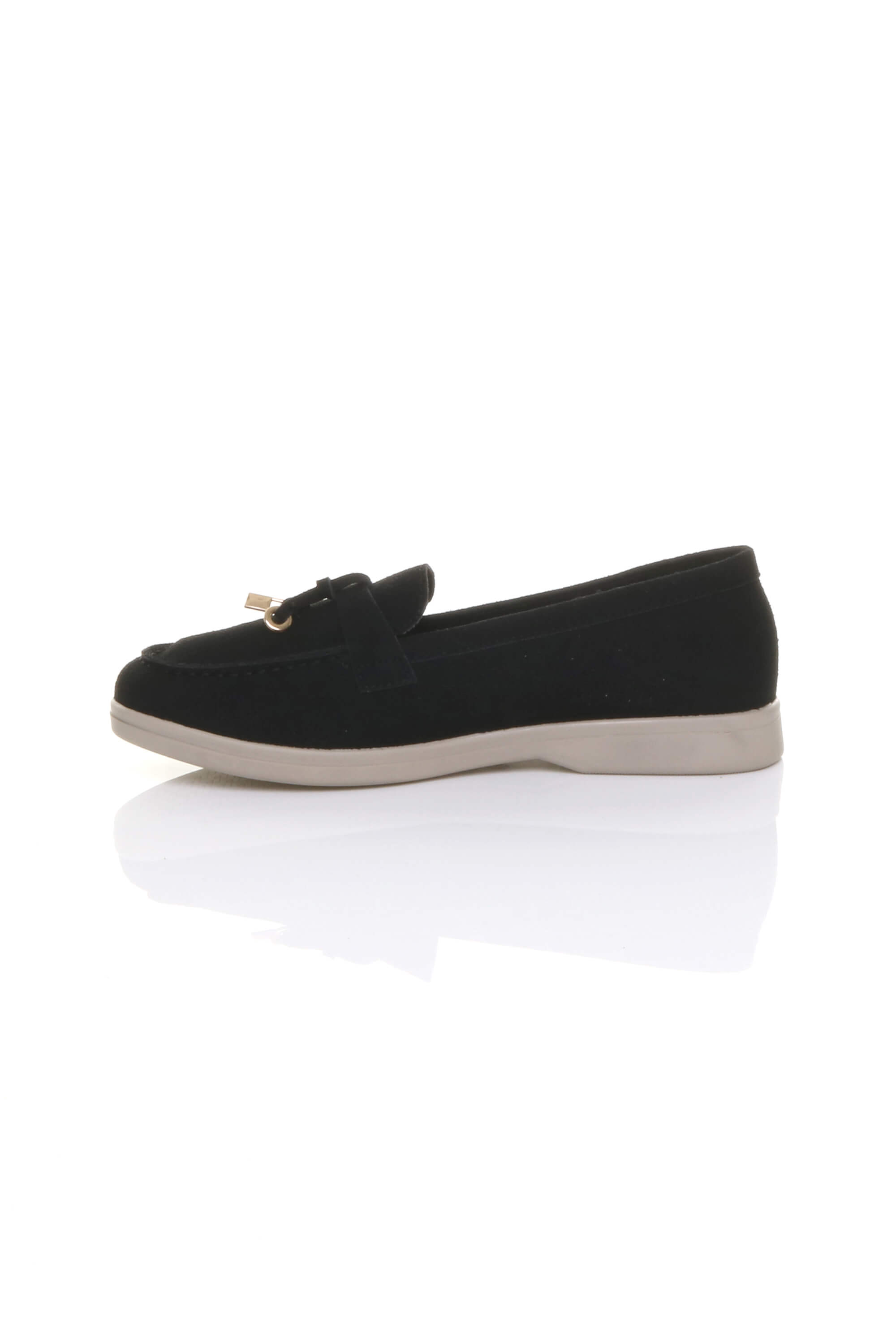 Black AJVANI Black Flat Slip On Smart Loafers, Image 3 of 4