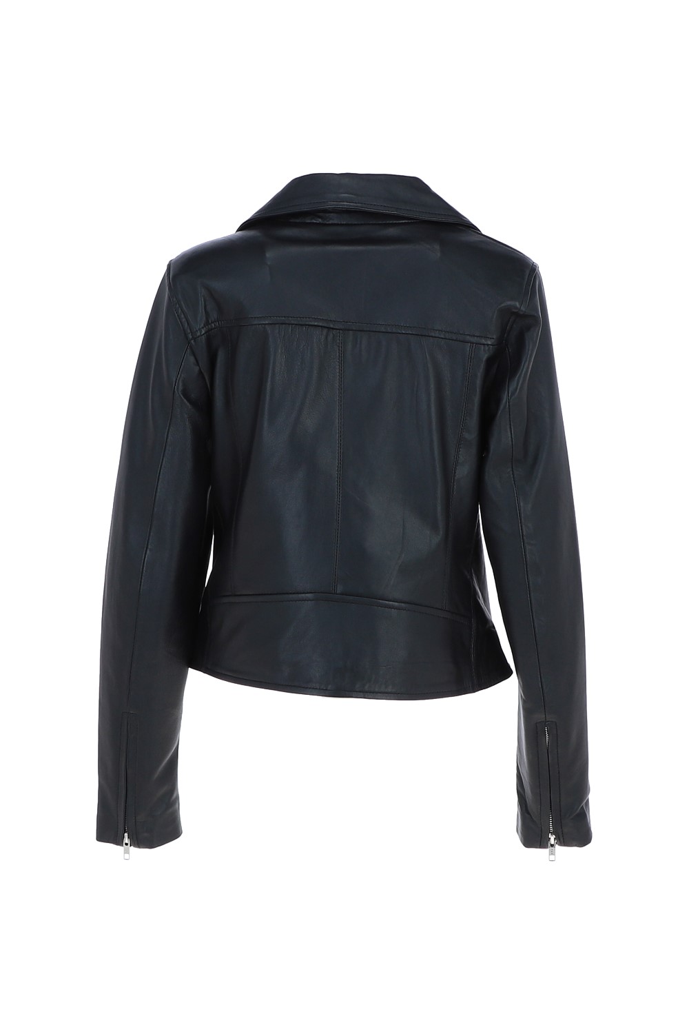 Black 'Caro' Real Leather Biker Jacket, Image 4 of 5