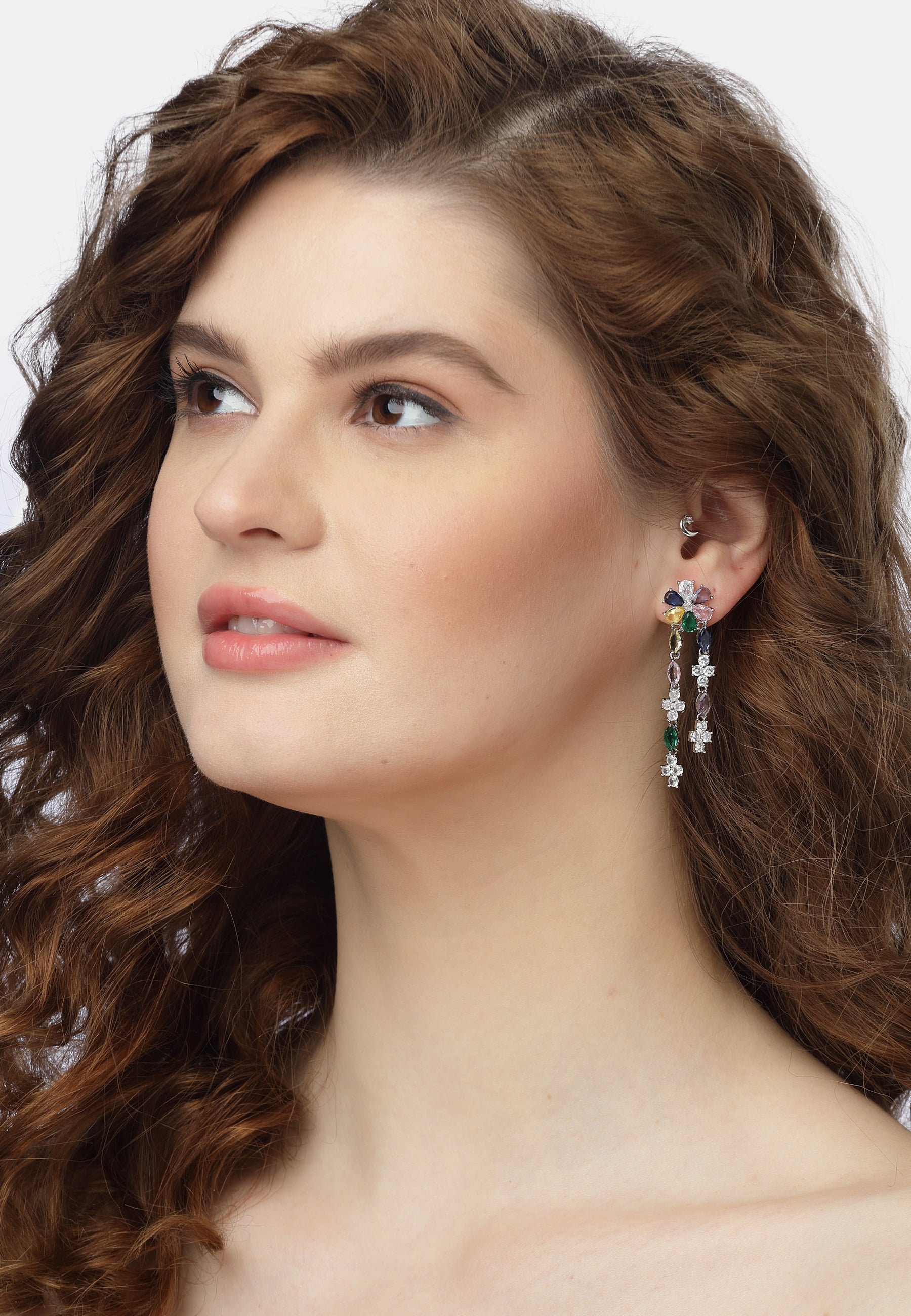 Multi Multi-colored Floral Dangle Earrings, Image 4 of 5