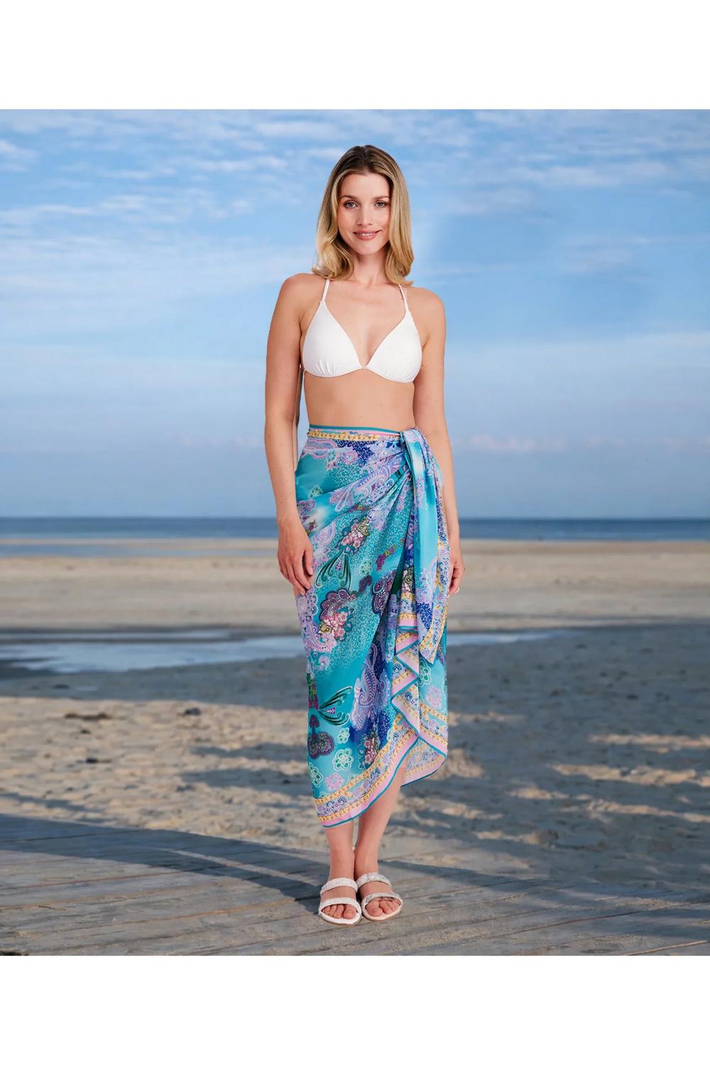 Turqouise Ravenna - Paisley Print Beach Sarong, Image 1 of 1