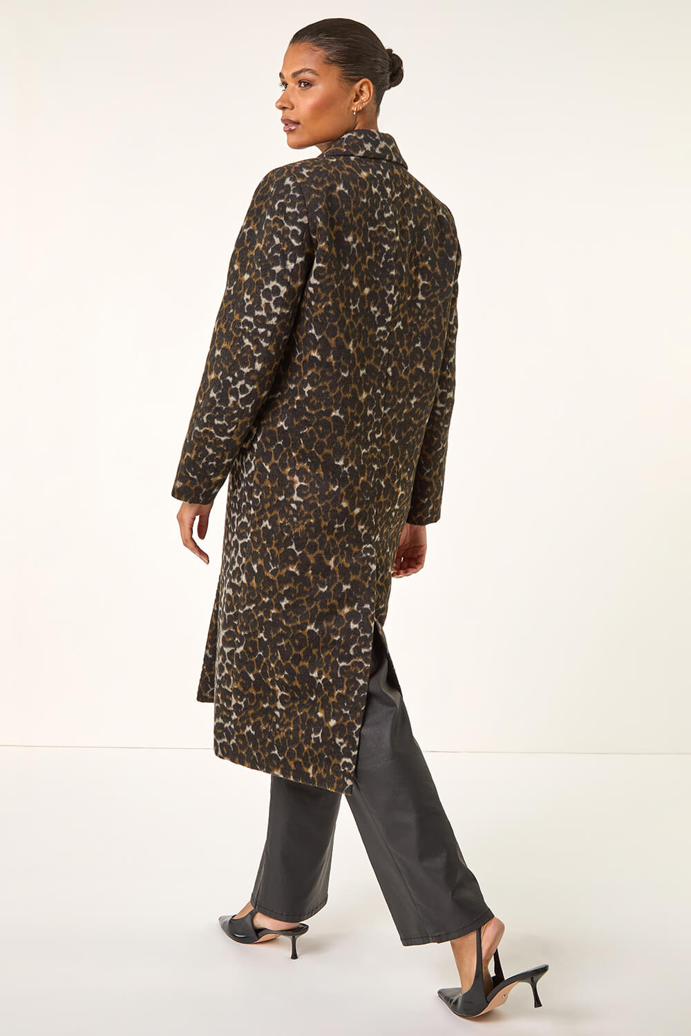 Brown Animal Print Formal Pocket Coat, Image 5 of 7