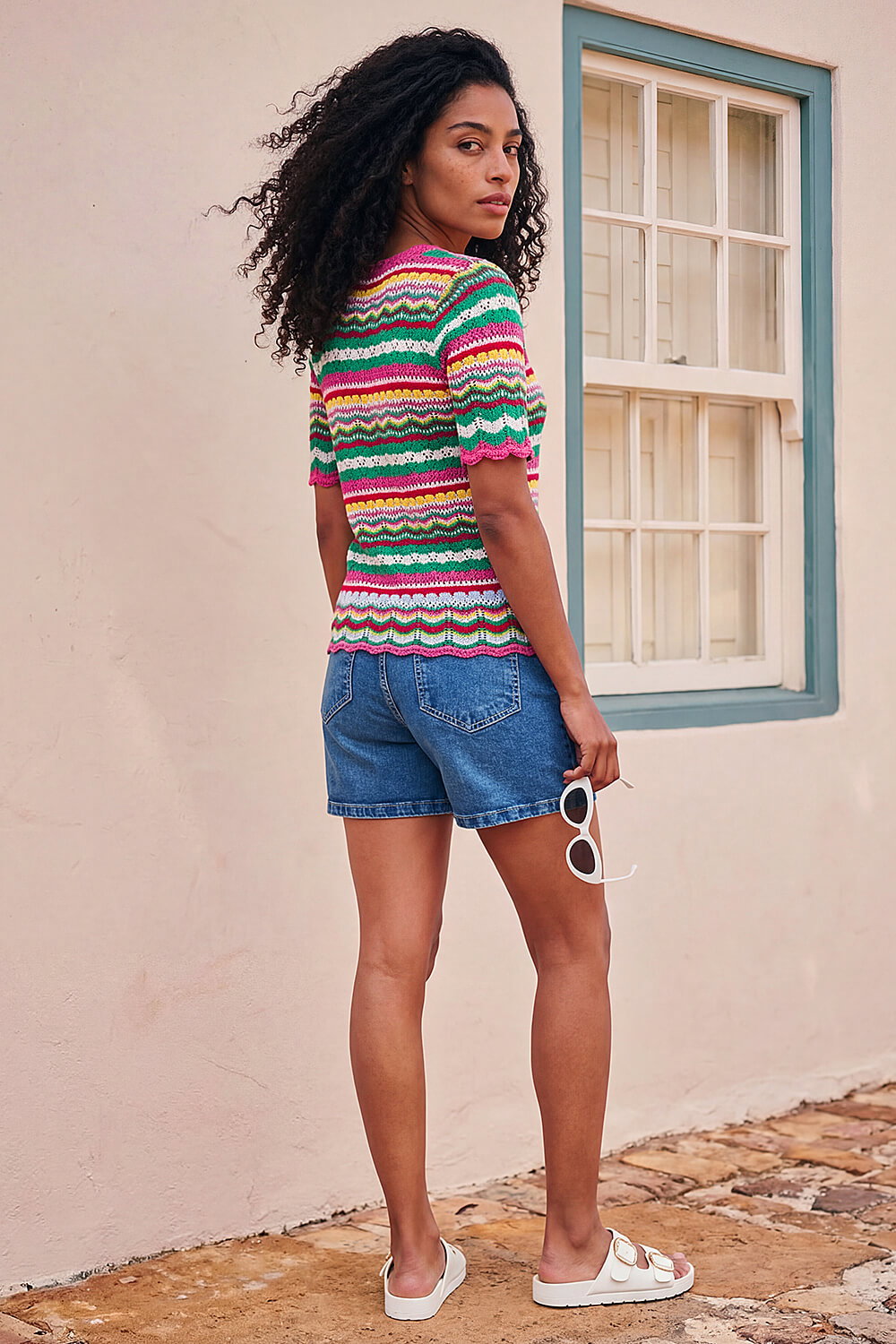 PINK Wave Print Knitted Cotton Top, Image 4 of 4