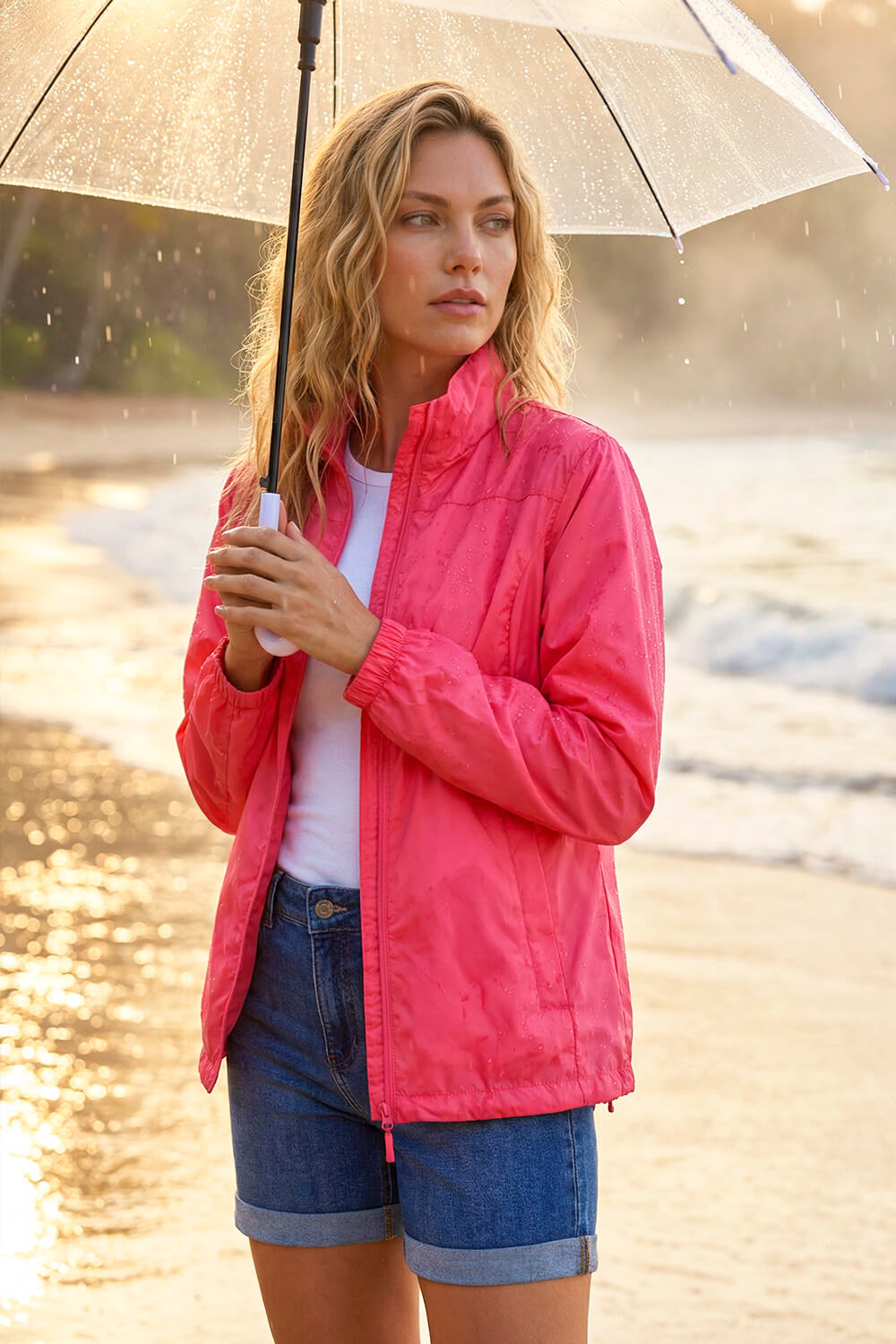 Pink Shower Resistant Jacket, Image 1 of 4