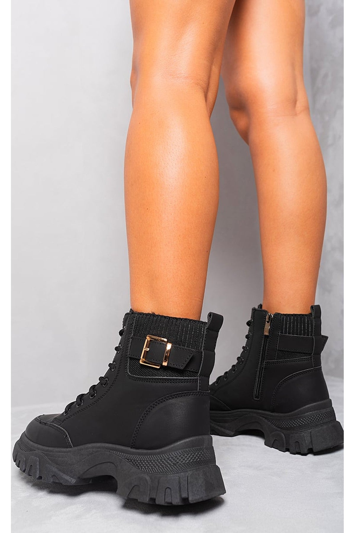 Beige 3694 Beige Clarissa Chunky Lace Up Platform Ankle Boots, Image 6 of 8