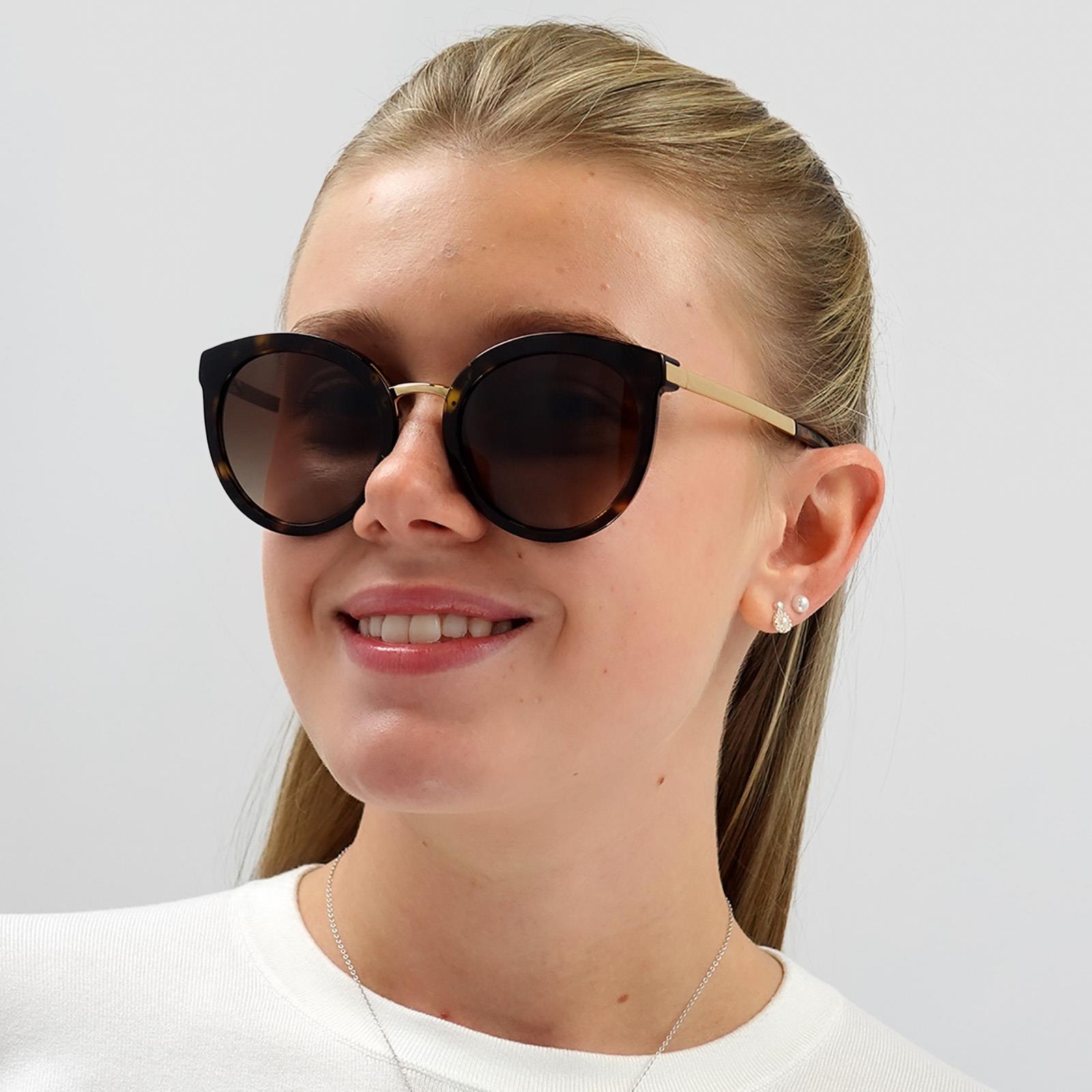 Brown Round Dark Havana Brown Gradient Sunglasses, Image 1 of 4