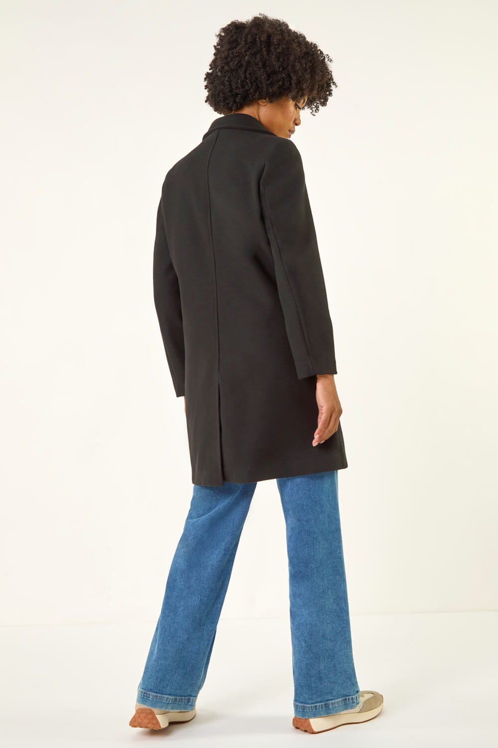 Black Tailored Longline Coat, Image 4 of 5