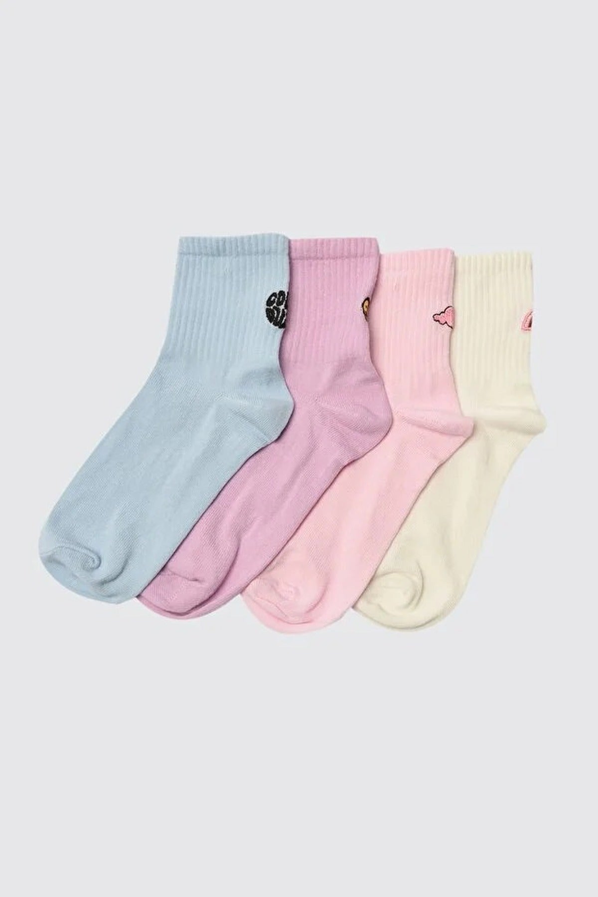 Multi 4 Pack Cotton Knit Crew Socks, Image 2 of 3