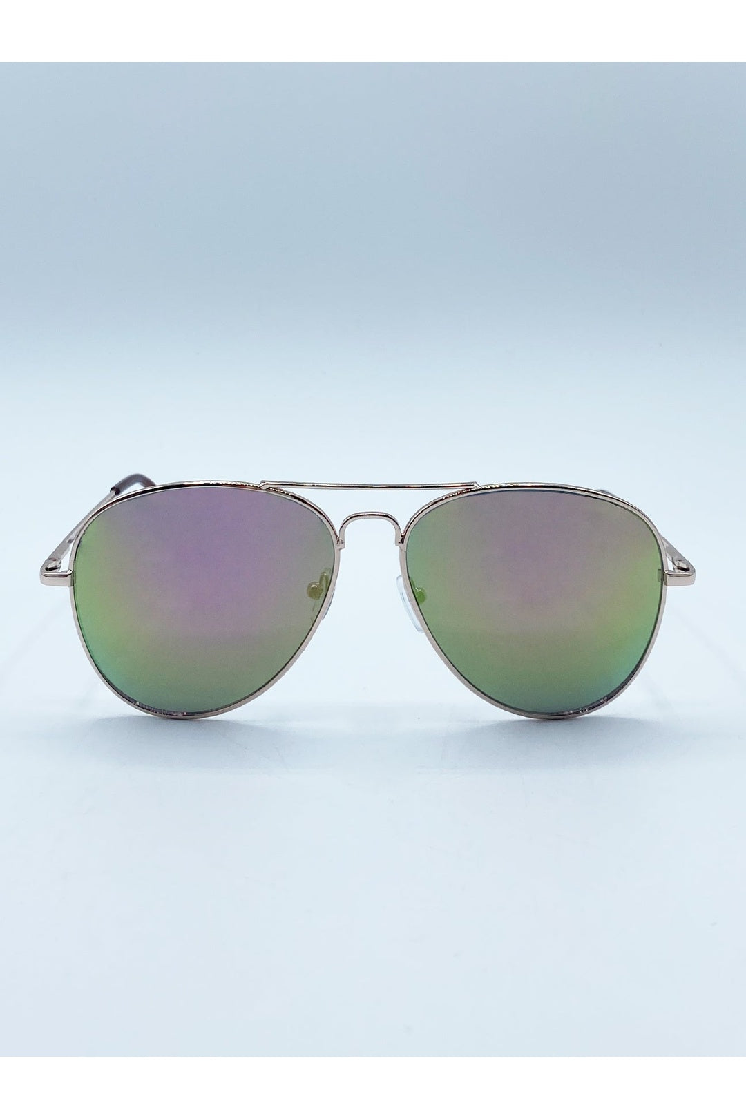 Pink Gold Frame Aviators with Mirrored Pink Lenses, Image 2 of 5