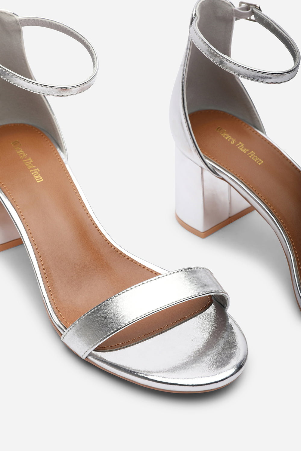 Silver Beacon Ankle Strap Block Heel Sandals, Image 5 of 6