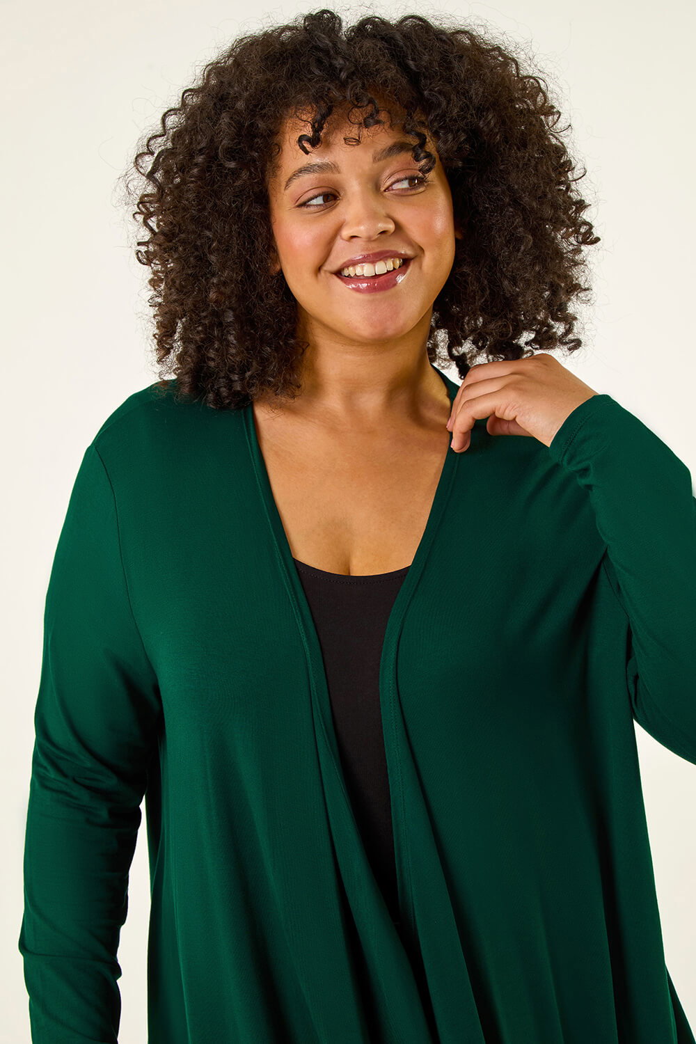 Green Curve Waterfall Front Cardigan, Image 5 of 5