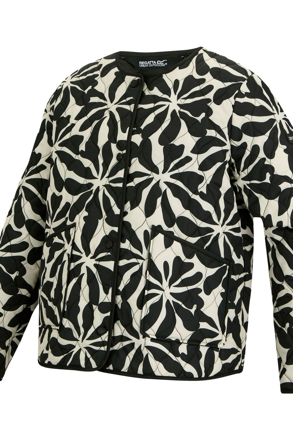 Beige Mira Abstract Floral Padded Jacket, Image 3 of 5