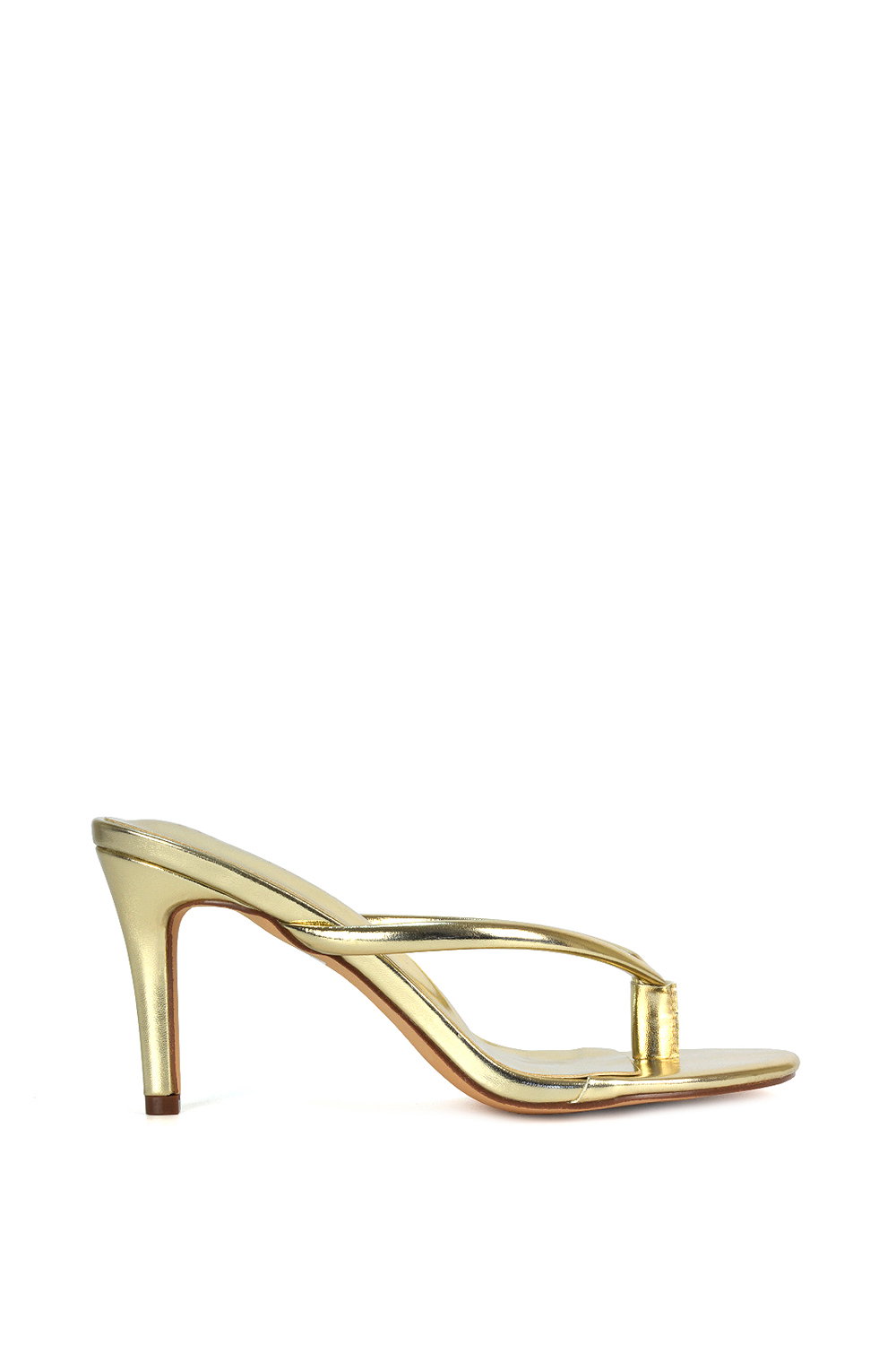 Black 'Celina' Stiletto High Heel Mules With Thong Strap