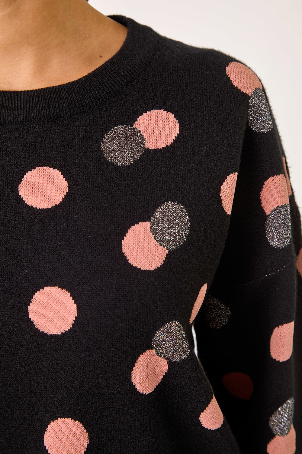 Black Spot Print Knitted Jumper, Image 6 of 5