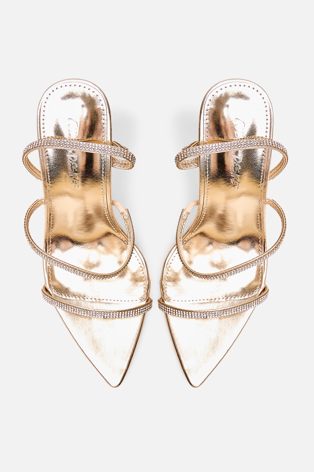Gold Public Desire Gold Seductive Pointed Toe Stiletto Heels, Image 2 of 4