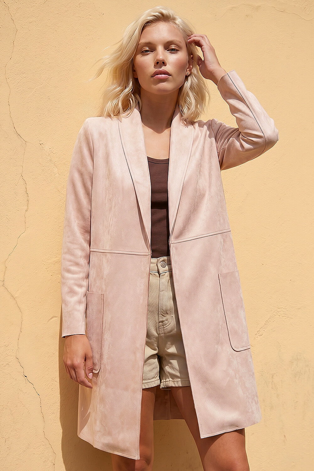 Light Pink Petite Faux Suede Jacket, Image 1 of 4