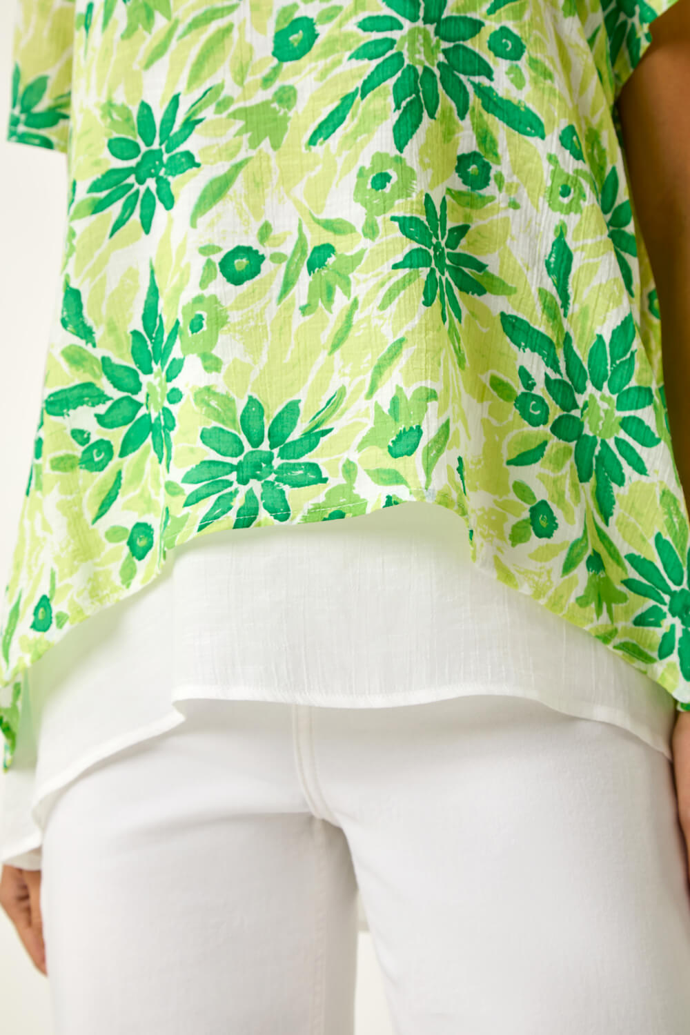 Green Floral Layered Tunic Top, Image 6 of 5