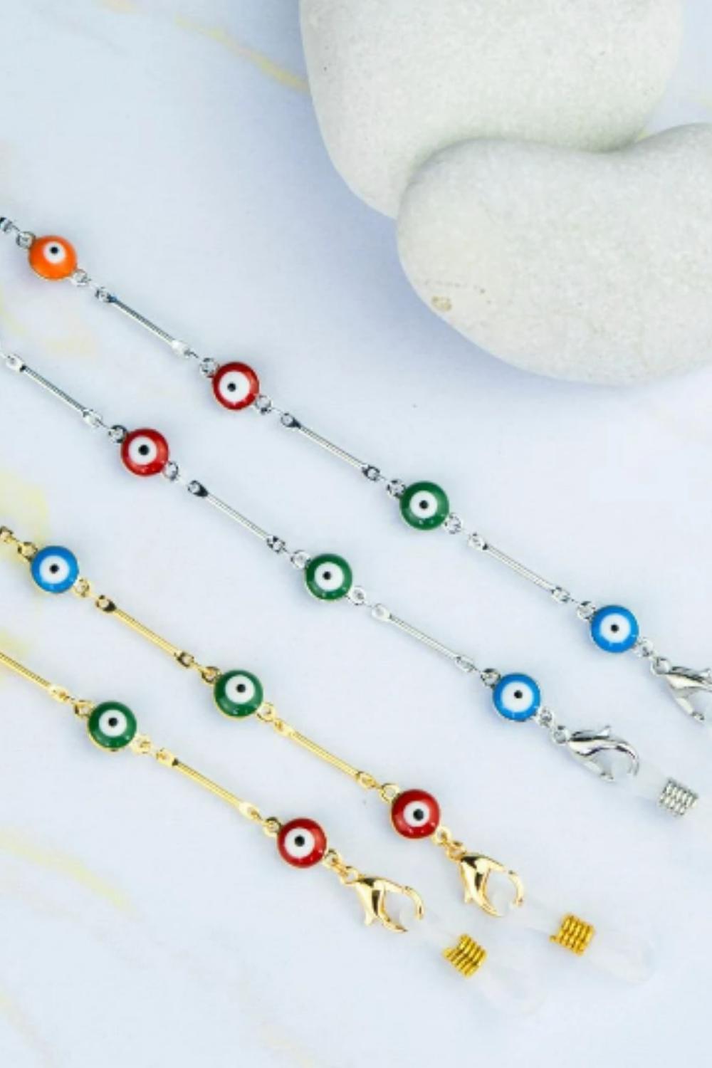 Silver Evil Eye Bead Eyeglass Chain, Image 2 of 2