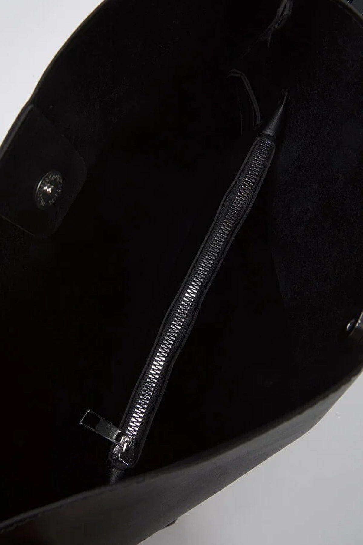 Black Wide Strap Bucket Shoulder Bag, Image 2 of 4