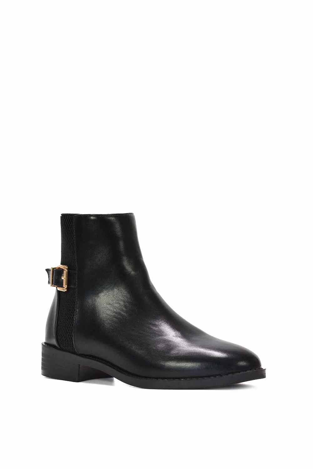 Black XY LONDON Black 'Ailany' Chelsea Ankle Boots Elasticated Buckle Detail, Image 2 of 6