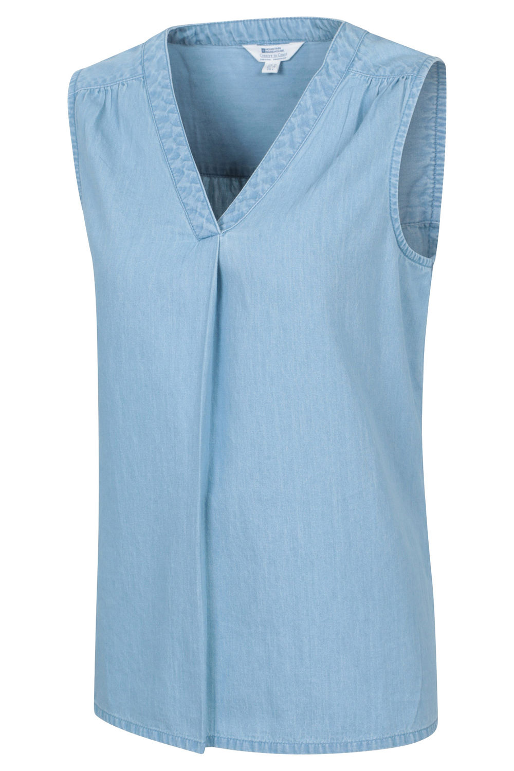 Light Blue Tuscany Chambray Sleeveless Shirt, Image 3 of 4