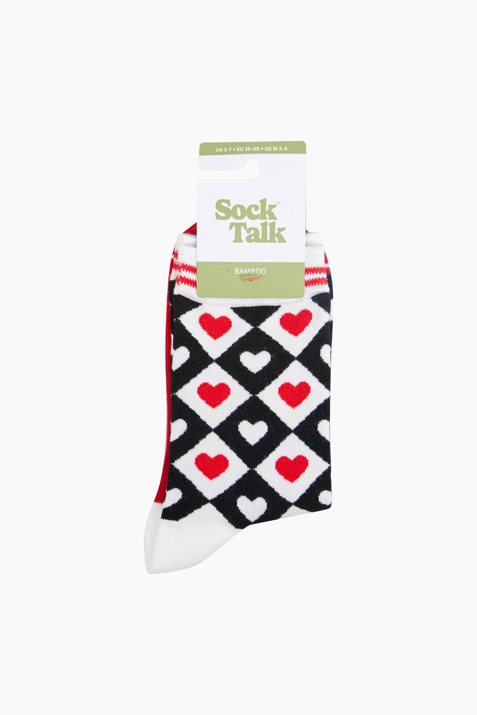 Red Love Heart Diamonds Bamboo Socks in Red, Image 4 of 4
