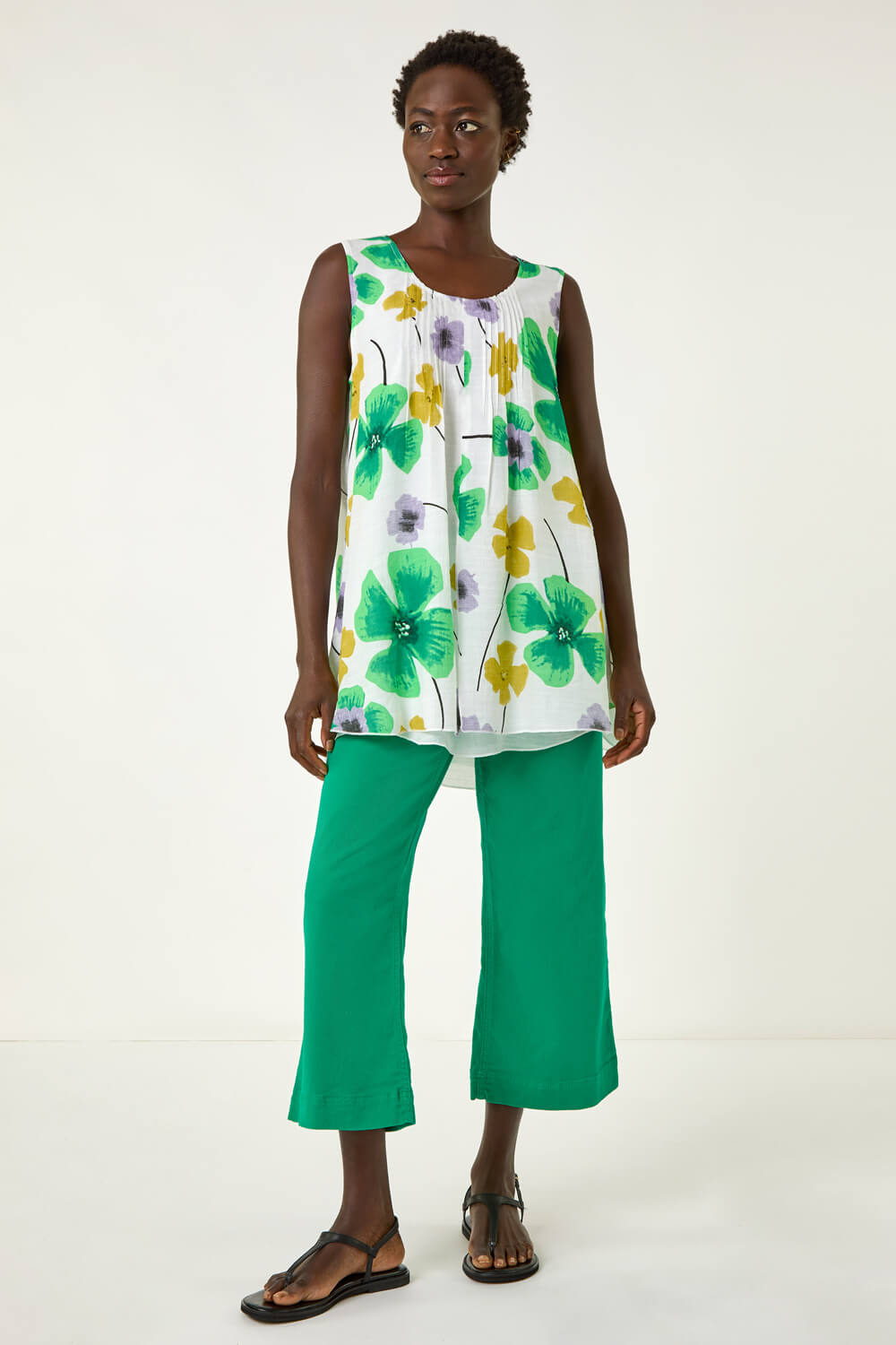 Green Abstract Print Overlay Top, Image 4 of 5