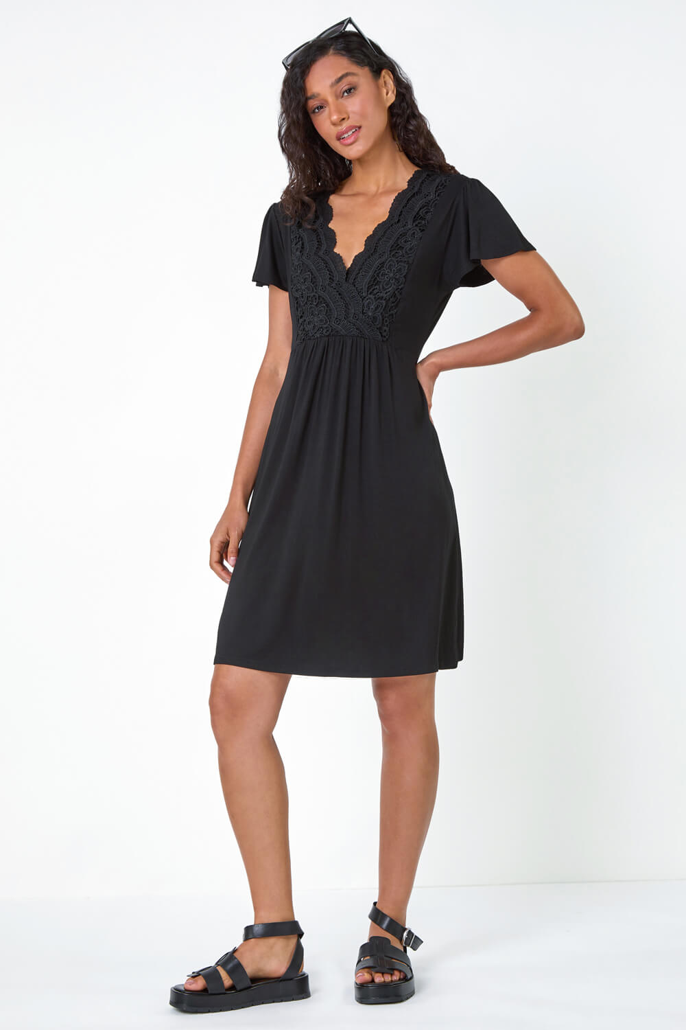 Black Dusk Lace A-Line Dress, Image 3 of 5