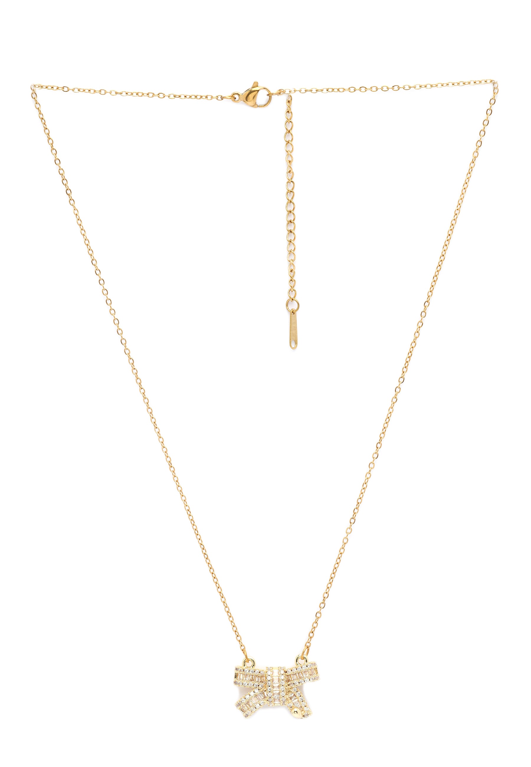 Gold Graceful Bow Necklace, Image 3 of 5